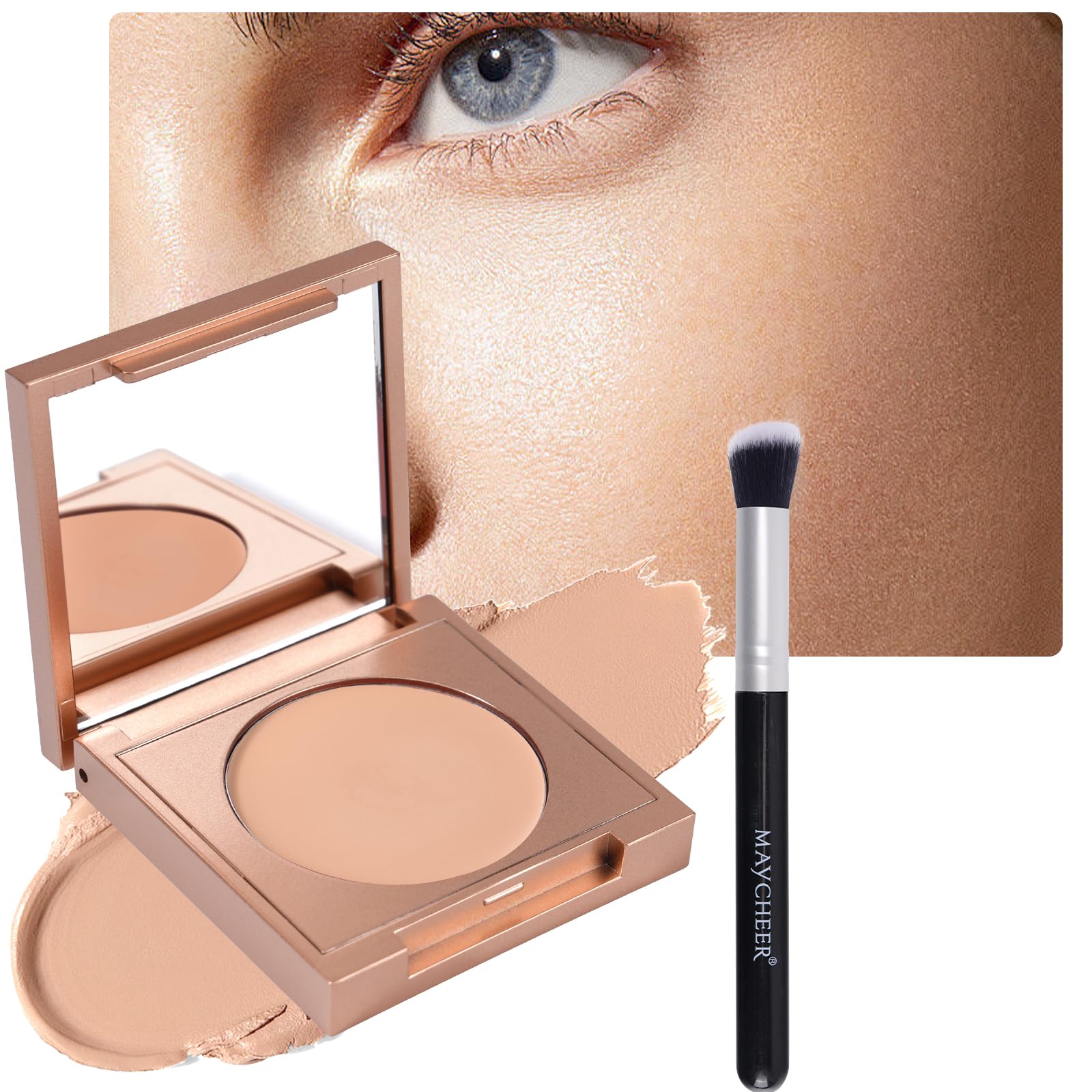 Colored Clay Under Eye Concealer with Brush, Concealer Full Coverage Hydrating Color Corrector for Dark Circles, Brightening Con