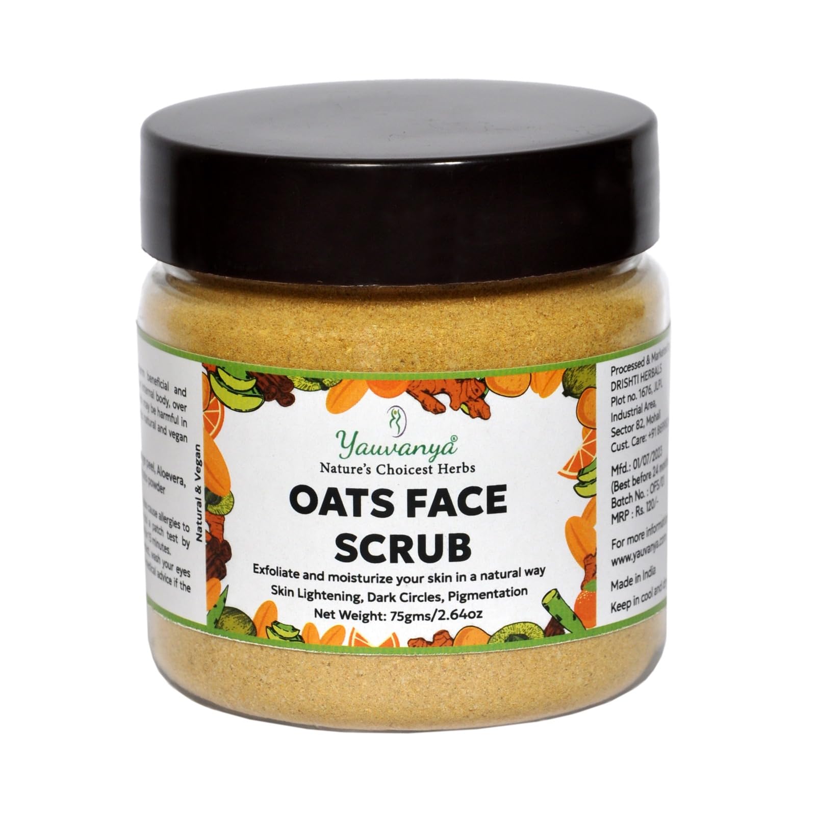 Yauvanya Oats Face Scrub - 75 Gms | Vegan | Natural | Exfoliant