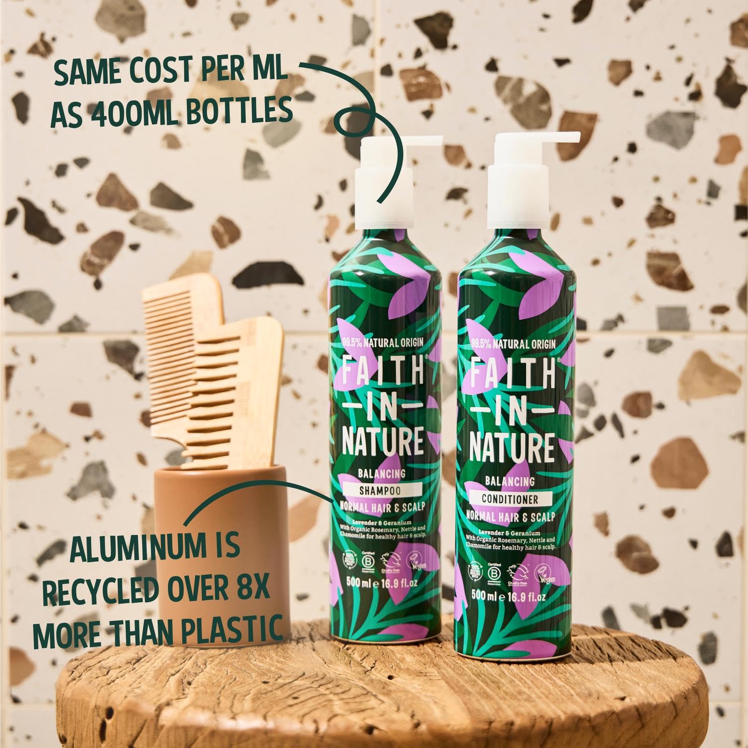 FAITH IN NATURE Natural Aluminium Bottle Shampoo - Vegan & Cruelty Free, No SLS or Parabens - 16.9 fl oz, Lavender & Geranium