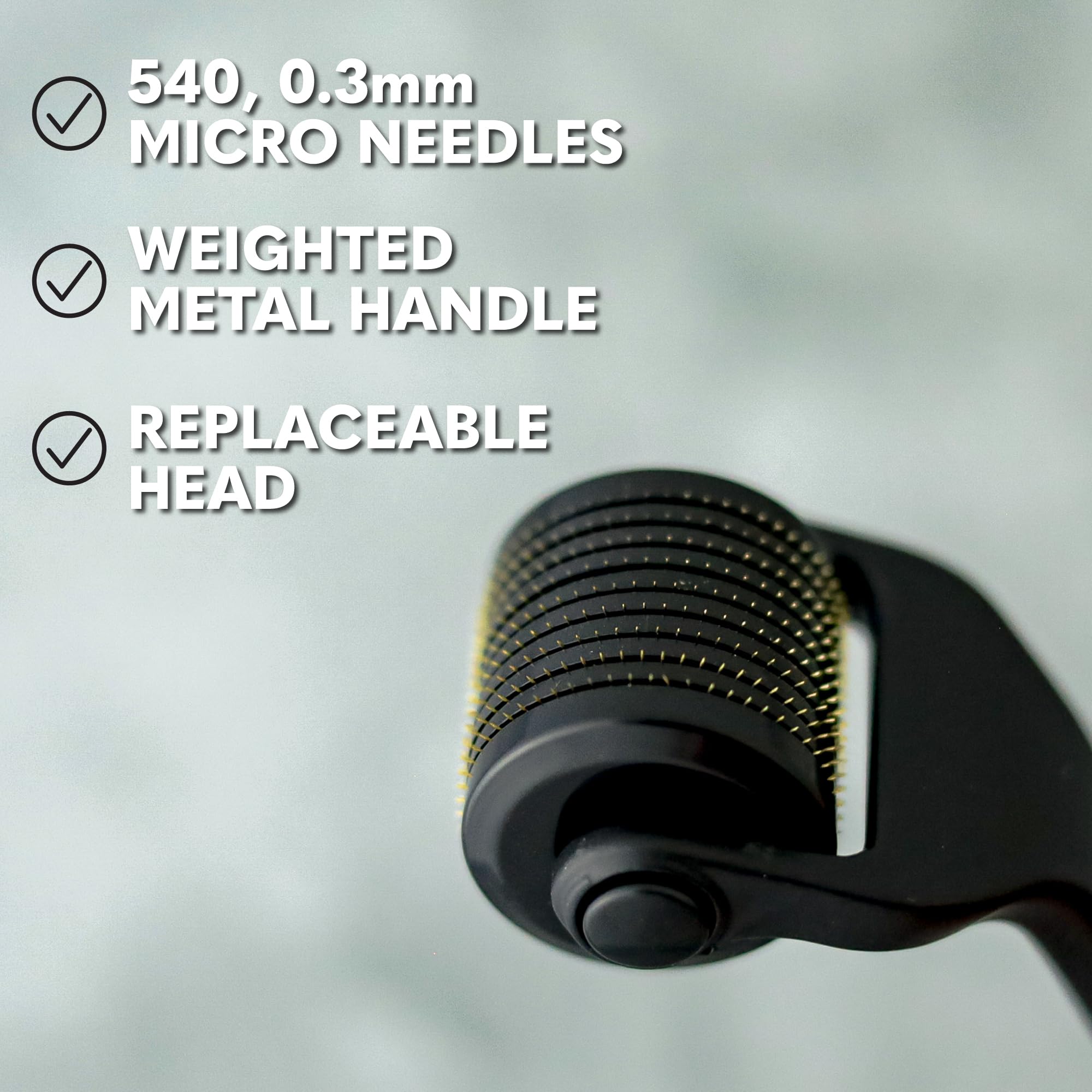 Beard Club Derma Roller For Face, Body And Scalp - Microneedling Roller For Men And Women With 540 Titanium Microneedles - Beard