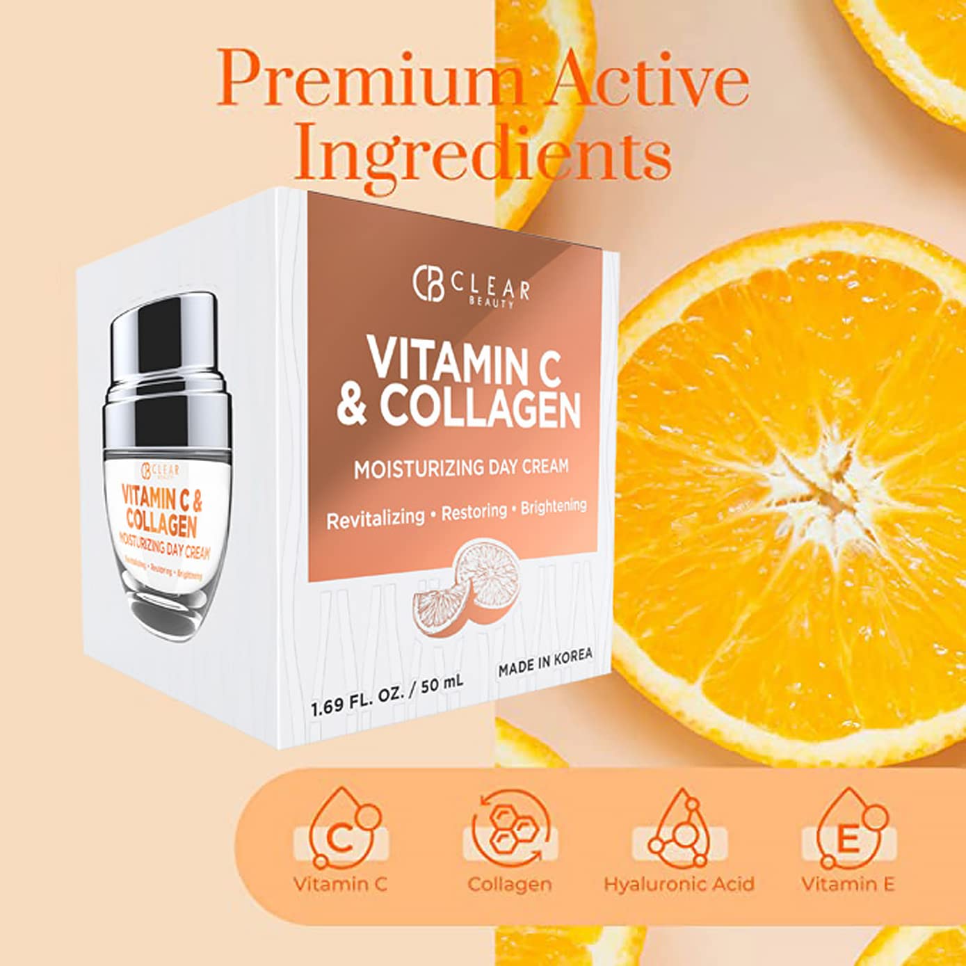 Clear Beauty Vitamin C & Collagen + Hyaluronic Acid & Retinol Moisturizer - Dermatologist Tested, Anti-Aging, Fine Lines & Wrink