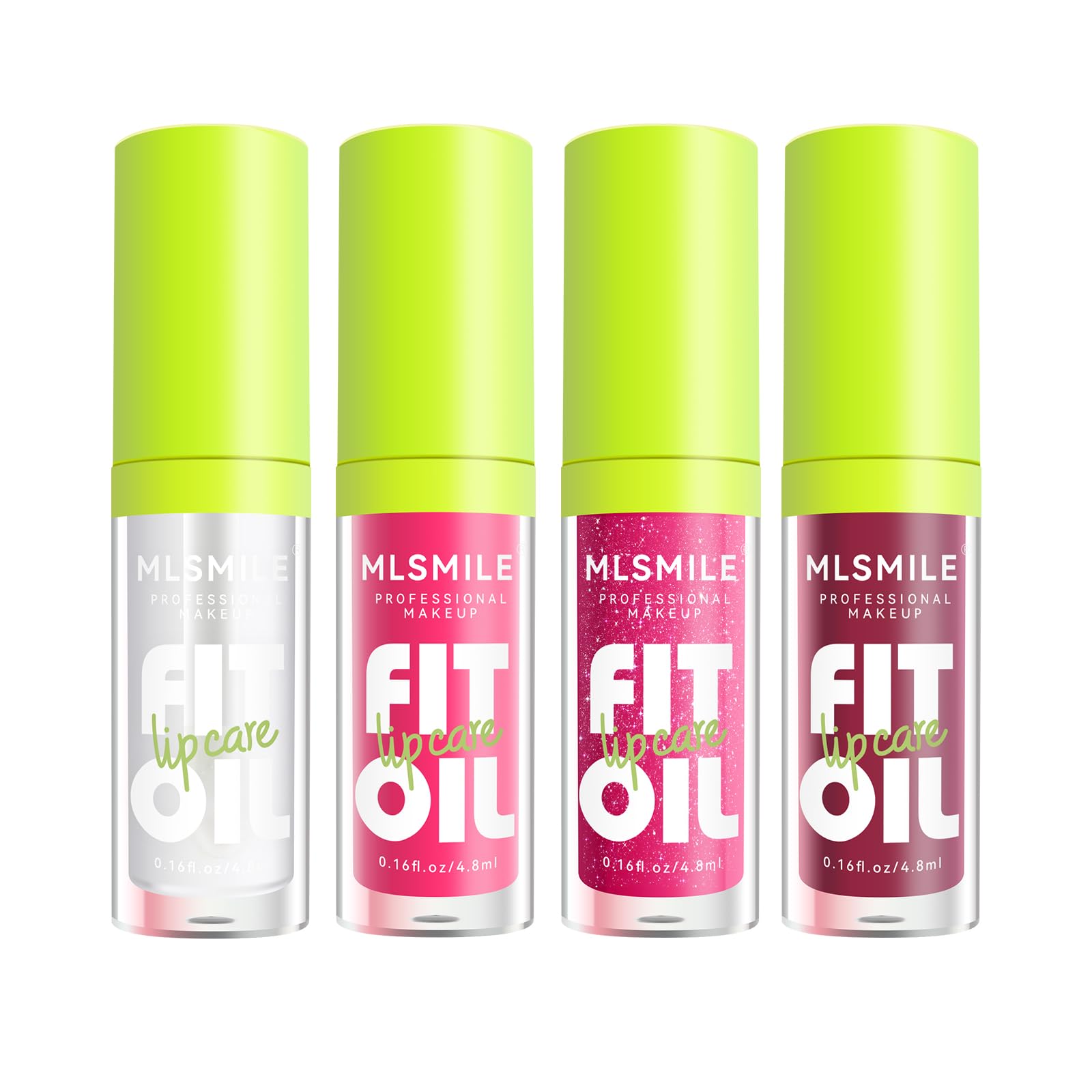MLSMILE 4 Colors Lip Oil Lip Glaze Set, Tinted Gloss Lip Gloss Oil, Plumping Moisturizing and Nourishing Lips, Long Lasting Fres