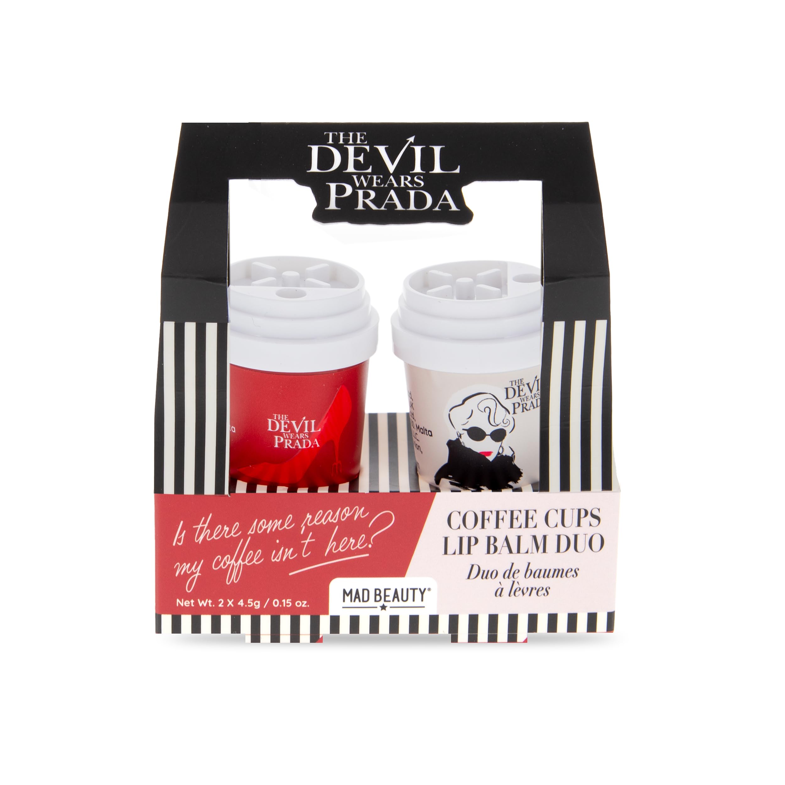 The Devil Wears Prada Lip Balm Coffee Cup | Pack of Two | Aloe Vera & Rose | Moisturising Lip Balm Set | Mad Beauty | Officially