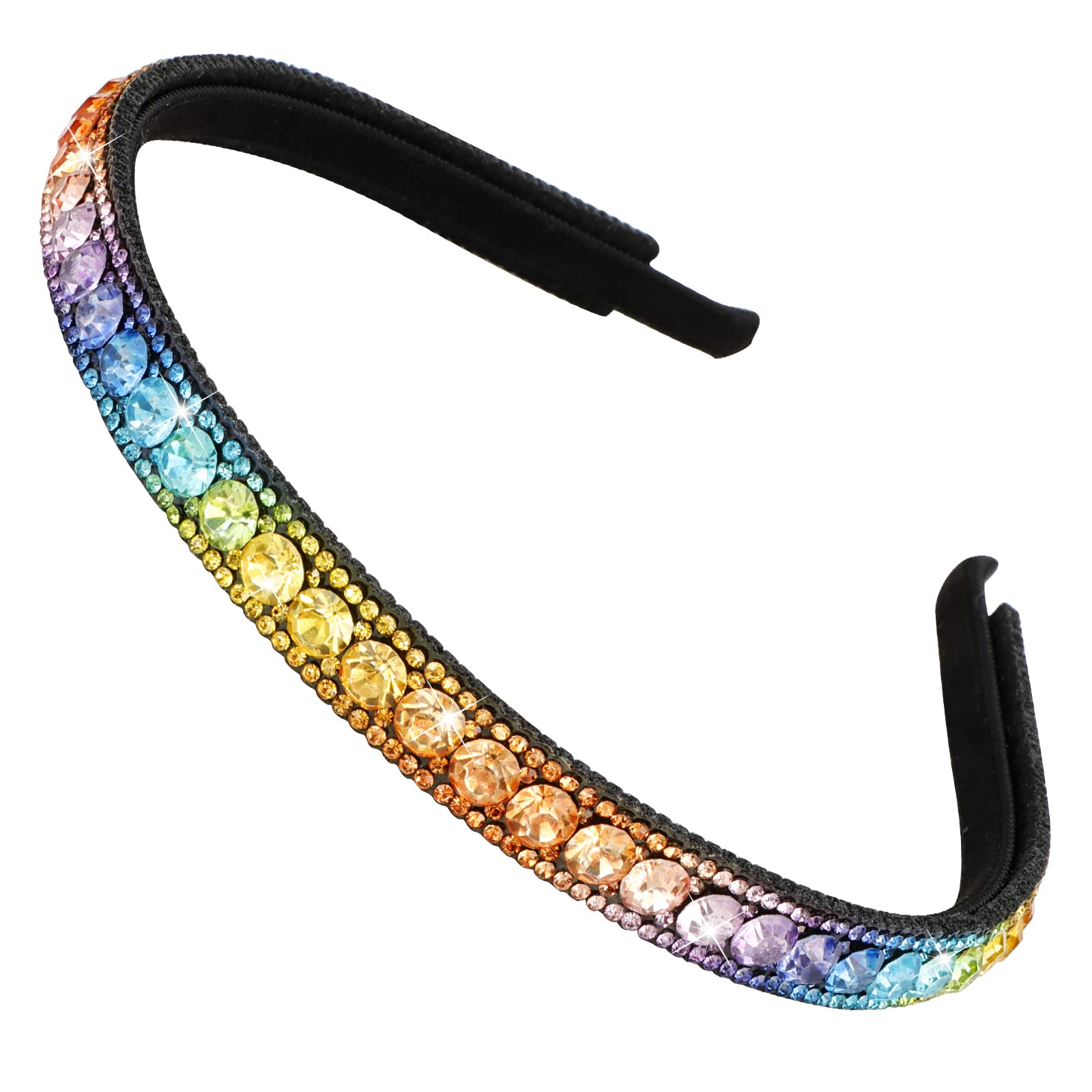 Wecoe Rhinestone Headband, Rainbow Color, Hair Band for Women and Girls, Non Slip Fashion Bling Sparkly Diamond Hair Accessories