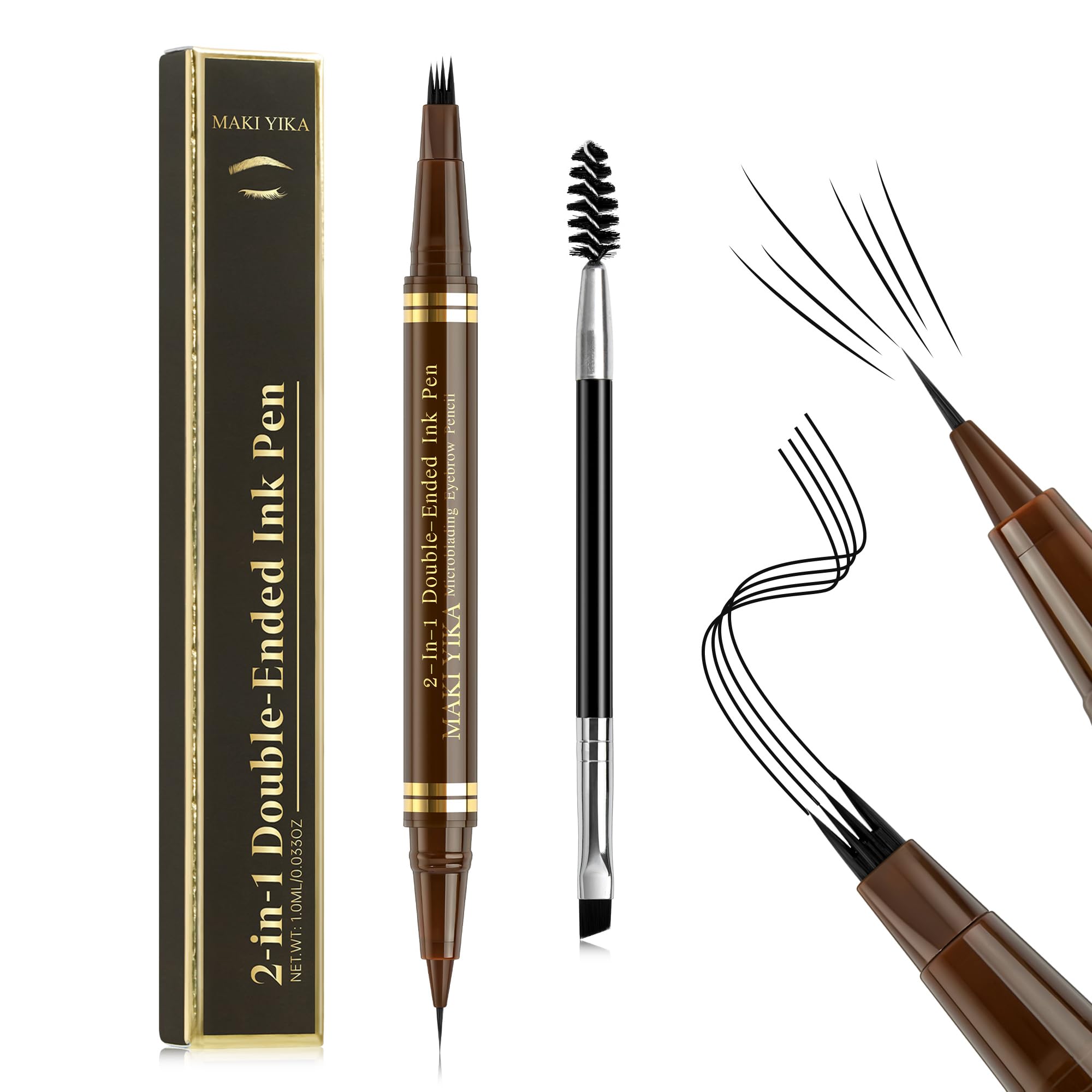 Maki Yika Microblading Eyebrow Pencil, Waterproof Eyebrow Pen With 4 Tip Brow Pen And Precise Brow Pencil To Create Natural Hair