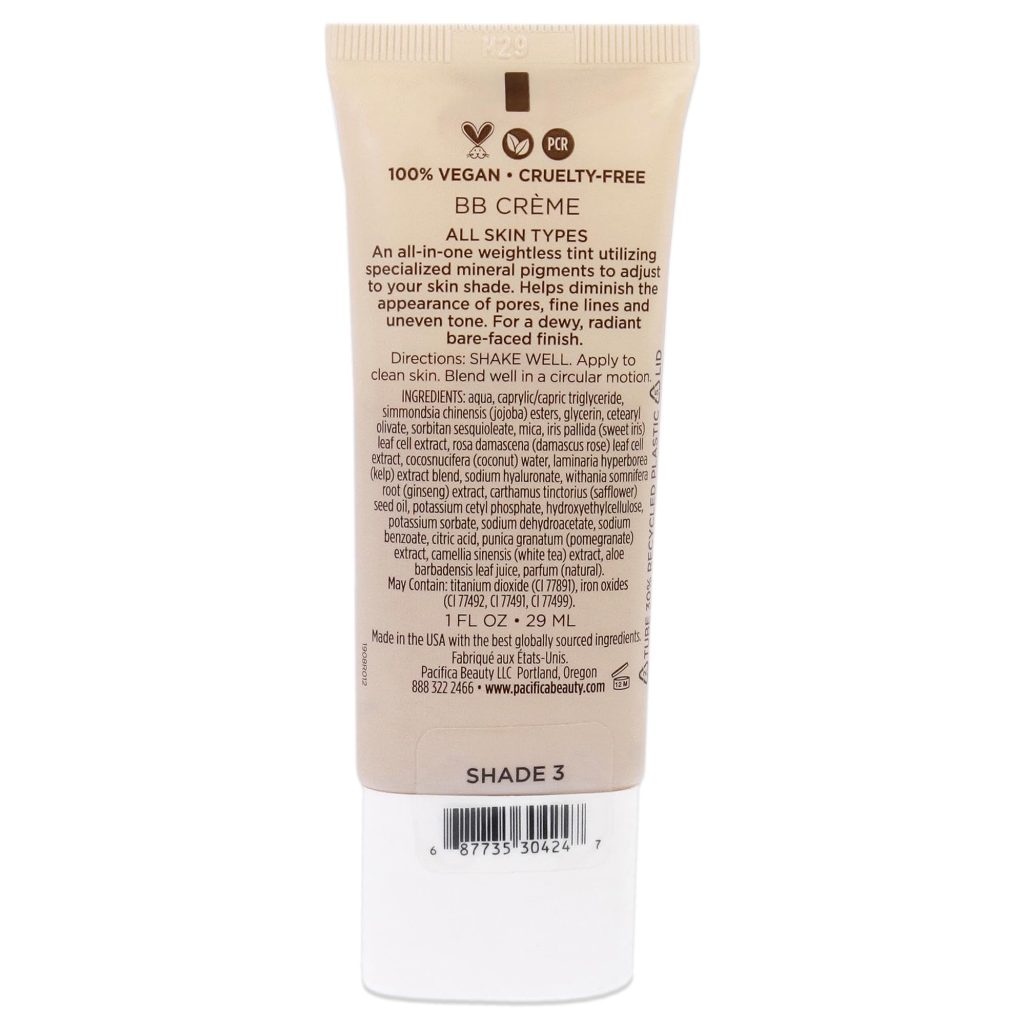 Pacifica Beauty, Alight Multi-Mineral Bb Cream, 1 Fl Oz., Shade 03 Dark, 100% Vegan & Cruelty Free