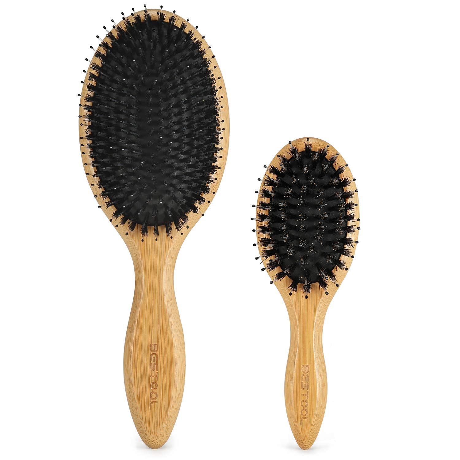 BESTOOL Hair Brush (Regular & Small), Boar Bristle Hair Brushes for Women Men Kids Thick Fine Curly Hair, Hairbrush for Detangli