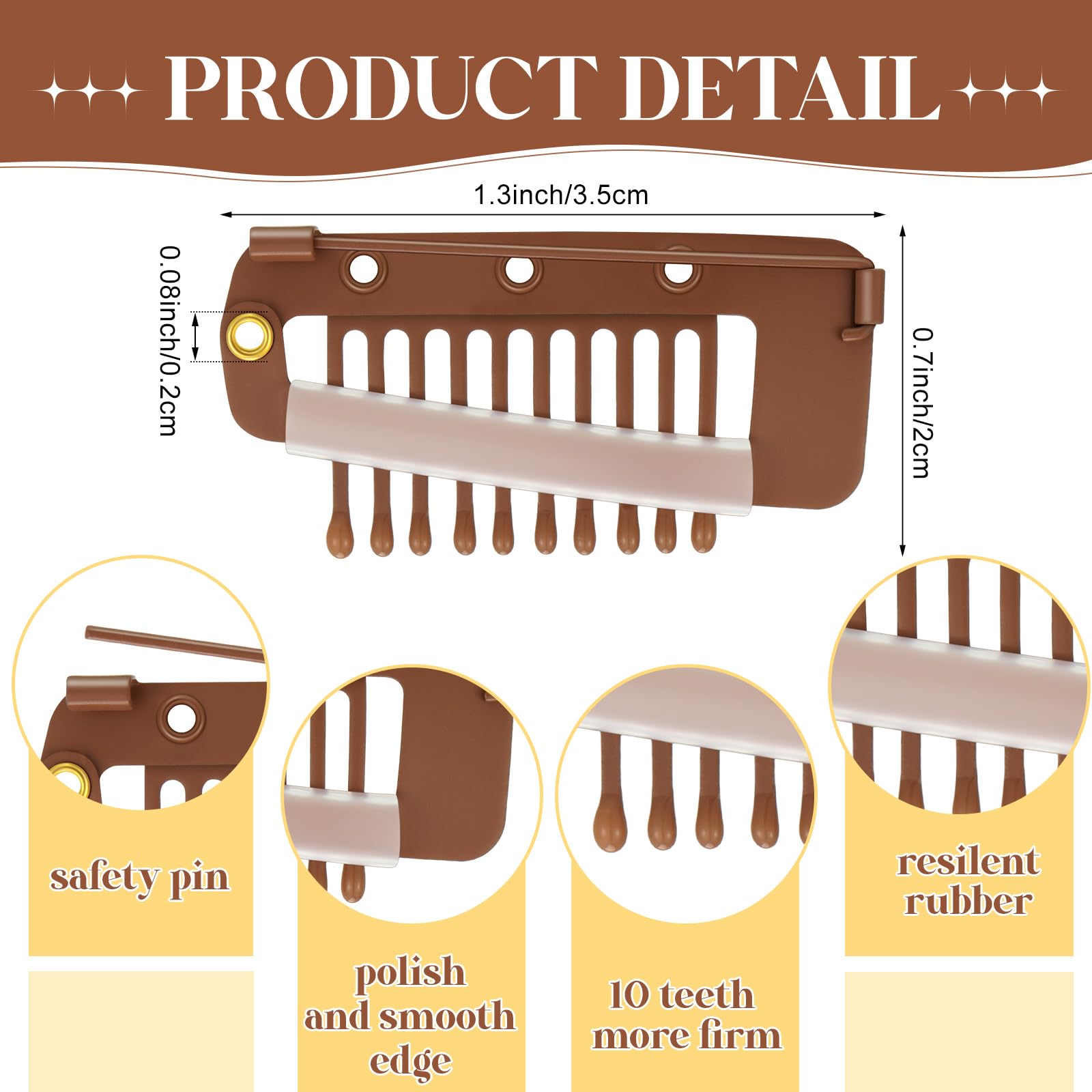 Crowye 20 Pieces Chunni Clips with Safety Pins 10 Teeth Wig Clips Strong Dupatta Grip Clip Flat Dupatta Setting Clips Hair Exten