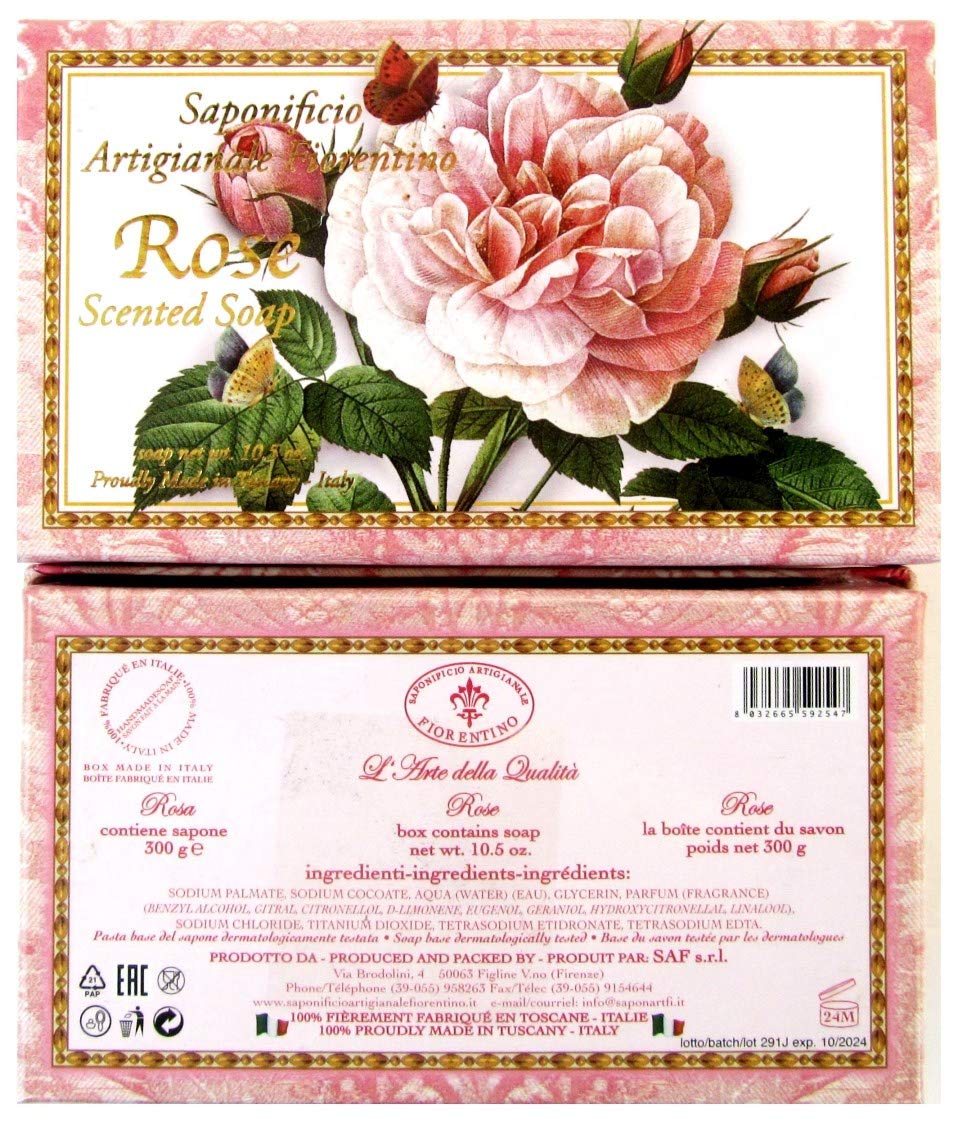 Saponificio Artigianale Fiorentino Rose Scented Italian Soap 10.5 Ounces