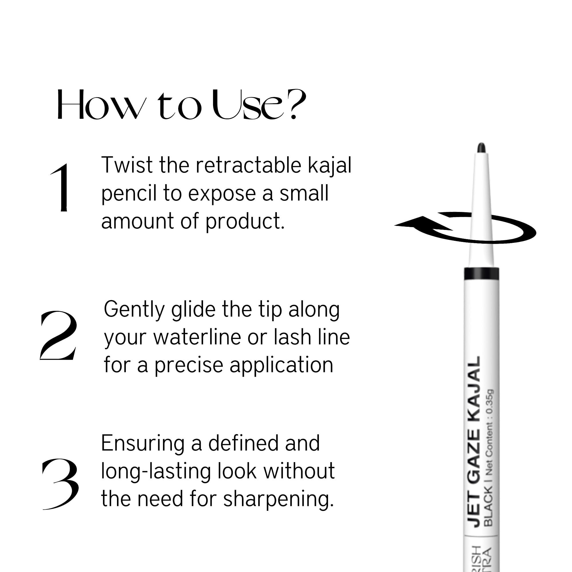 Nourish Mantra Jet Gaze Kajal Urban Rani - Combo - Black & Blue 0.35G | With Almond Oil, Argan Oil & Vitamin E | Intense Pigment