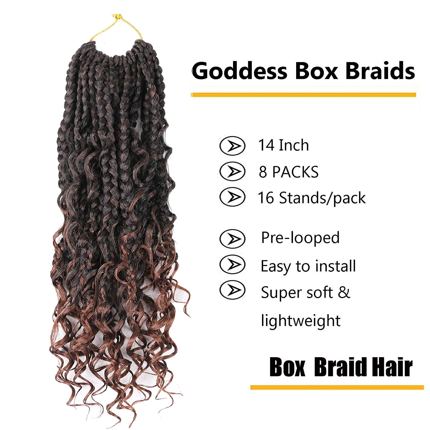 8 Pack Bohomian Box Braids Crochet Braids14 Inch Crochet Box Braids Curly Ends Goddess Box Braids Crochet Hair Synthetic Crochet