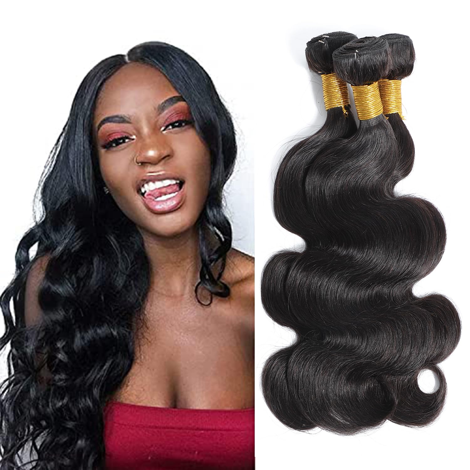 Selina Hair 24 24 24 Inch Brazilian Body Wave Bundles Human Hair Bundles 3 Bundles 300G Remy Hair Unprocessed Human Hair Weave H