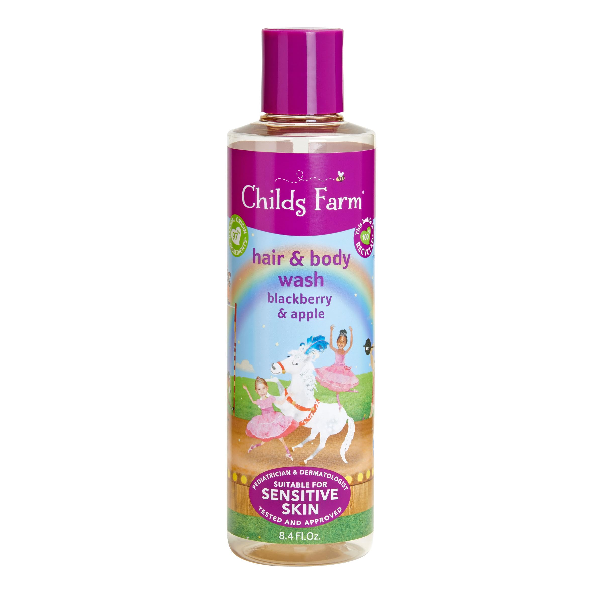 Childs Farm, Kids Hair & Body Wash for Dry, Sensitive Skin, Blackberry & Organic Apple, Gently Cleanses, Vegan, Cruelty-Free, 8.