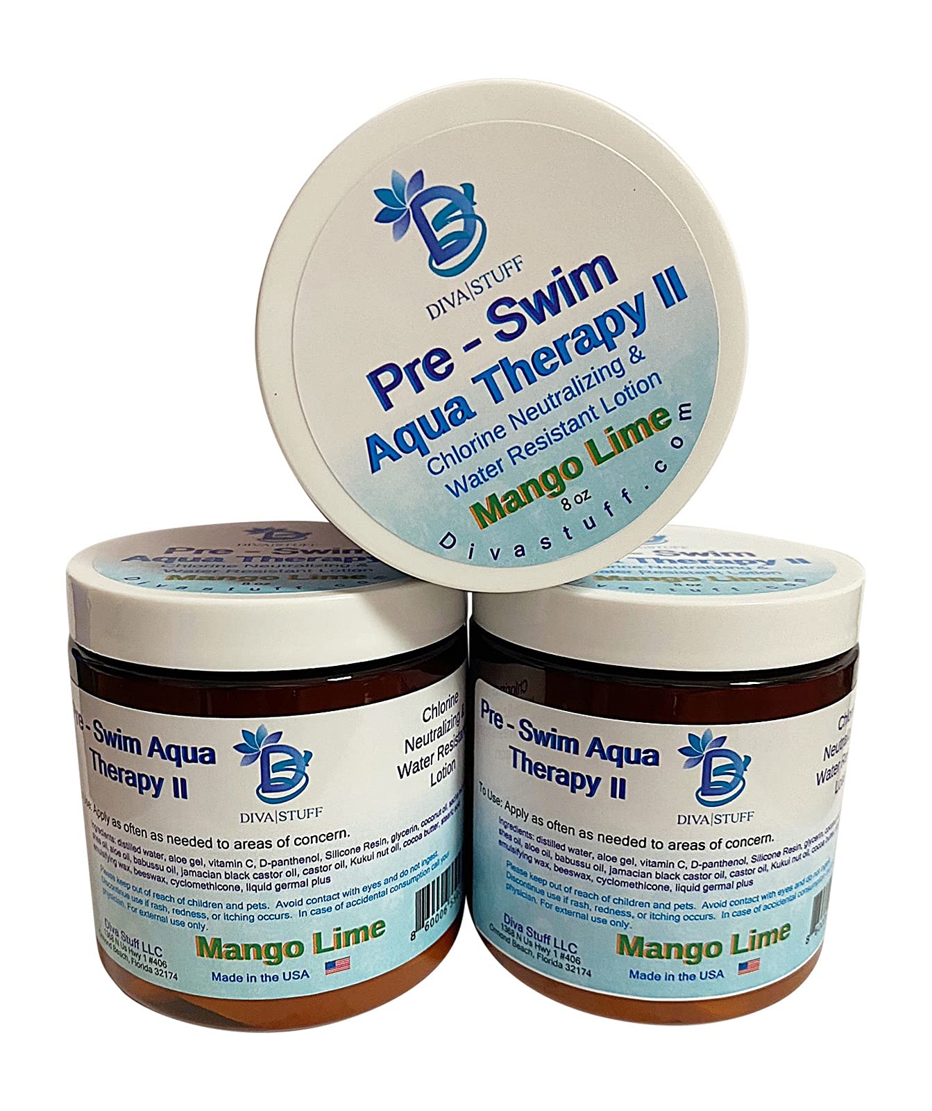 Diva Stuff Pre-Swim, Water Resistant, Aqua Therapy Chlorine Neutralizing Body Lotion, Protects Skin From Chlorine And Salt Water
