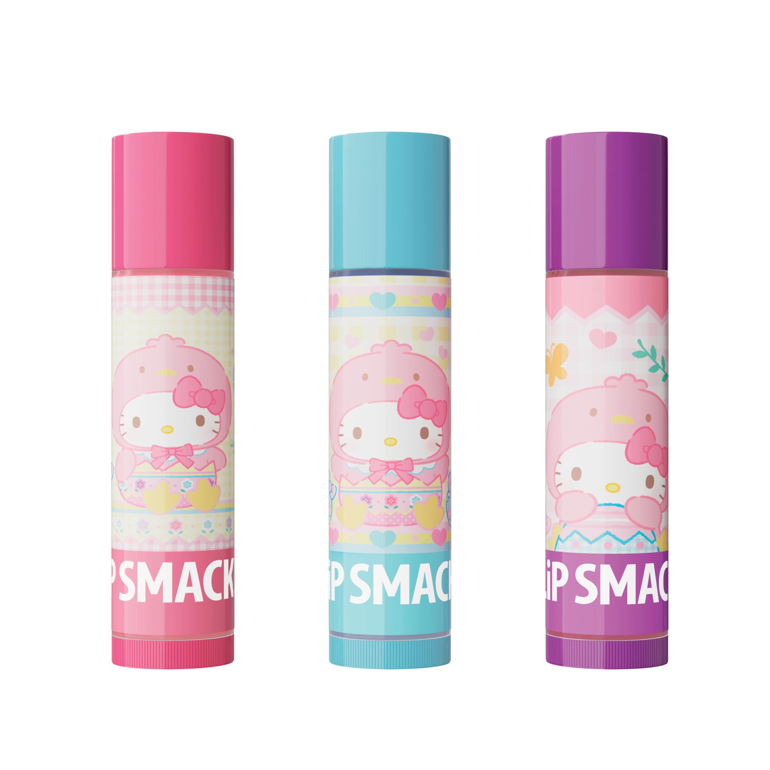 Lip Smacker Hello Kitty Lip Balm Trio, Adorable Sanrio Collectible, Moisturizing & Nourishing Fruity Flavors, Guavalicious Day,