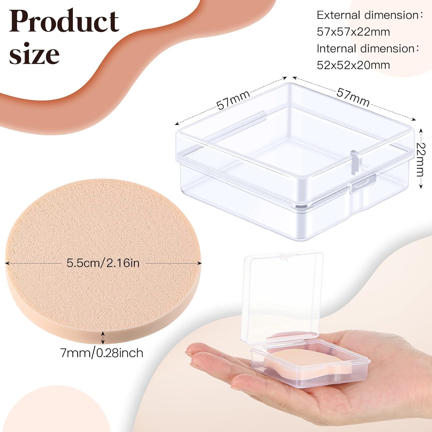 100 Pieces Round Makeup Sponges Cosmetic Sponge Round Primer Compact Powder Puff With Transparent Case Makeup Powder Puffs Makeu