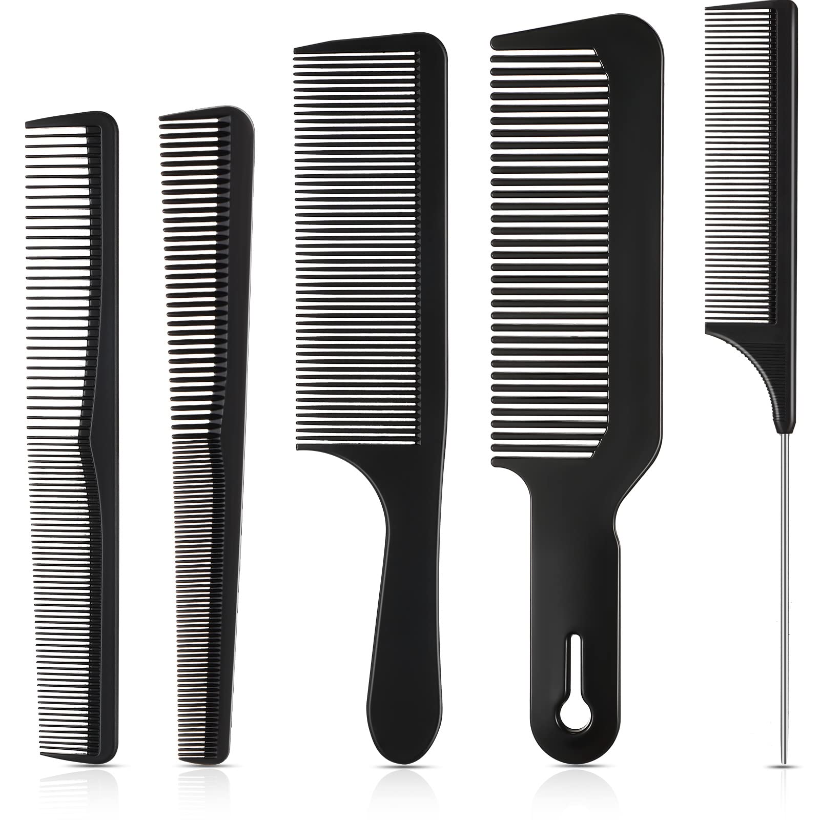 Patelai 5 Pieces Hair Cutting Comb Set, Carbon Fiber Barber Comb Hair Styling Combs Fine Teeth Anti Static Heat Resistant Hairdr