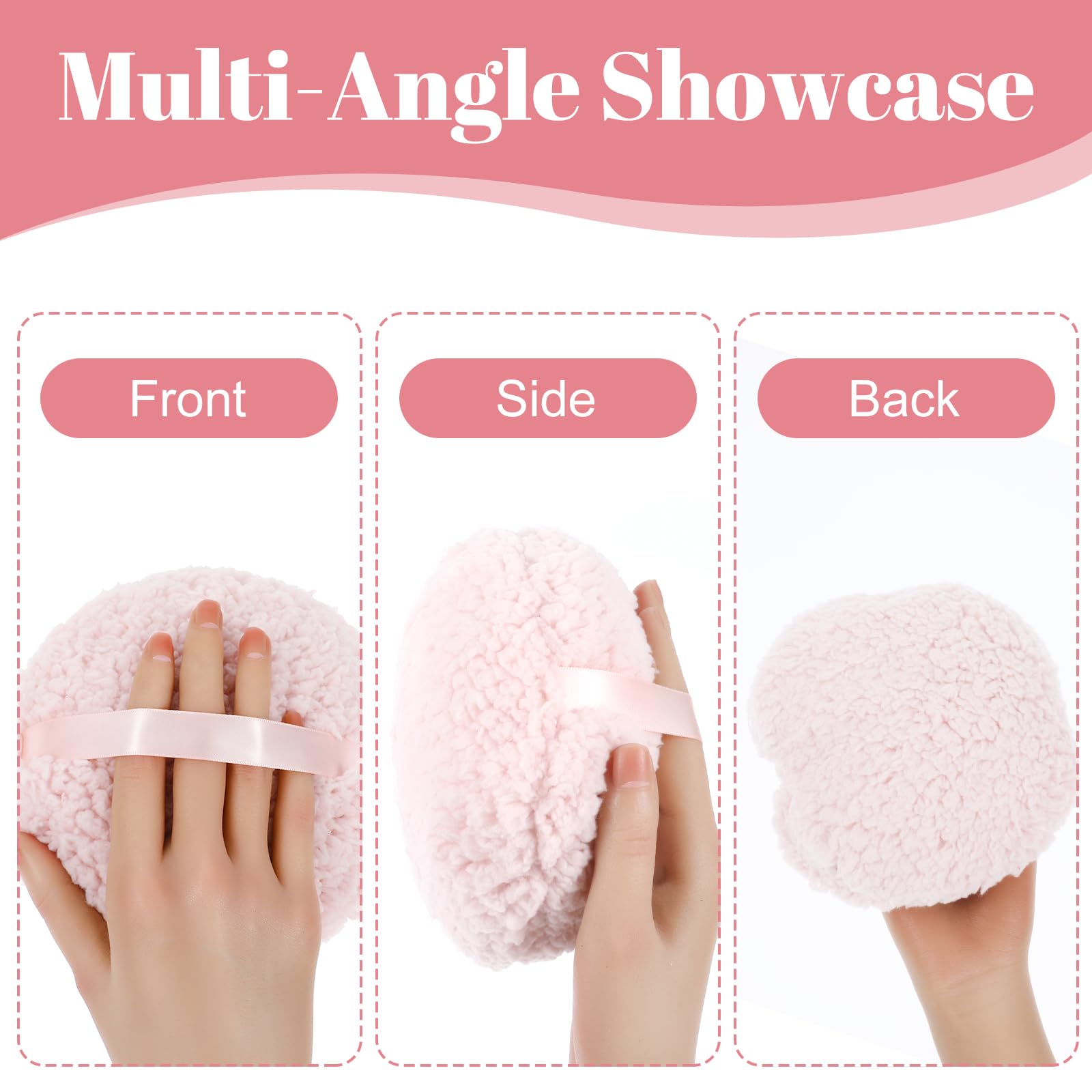 Gjinxi Powder Puff, 6 Body Powder Puff Ultra Soft Washable Large Round Velour Powder Puff, Large Velvet Dust Puff Soft Reusable