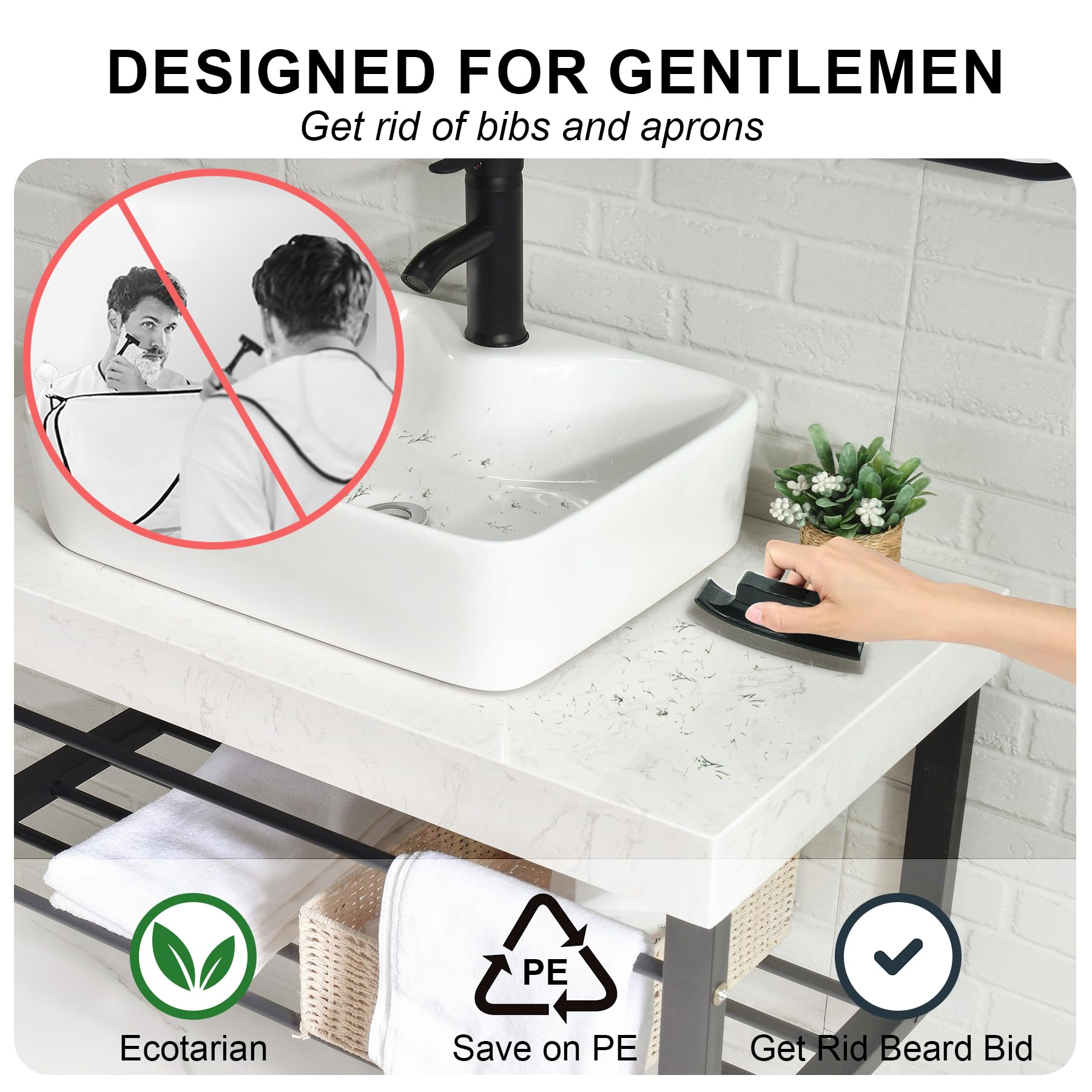 Beard Cleaner Brush For Sink: Beard Clean Up Sink, Men Beard Clean Up Use Beard Trimmings For Sink Countertops Cleaning, Clean B