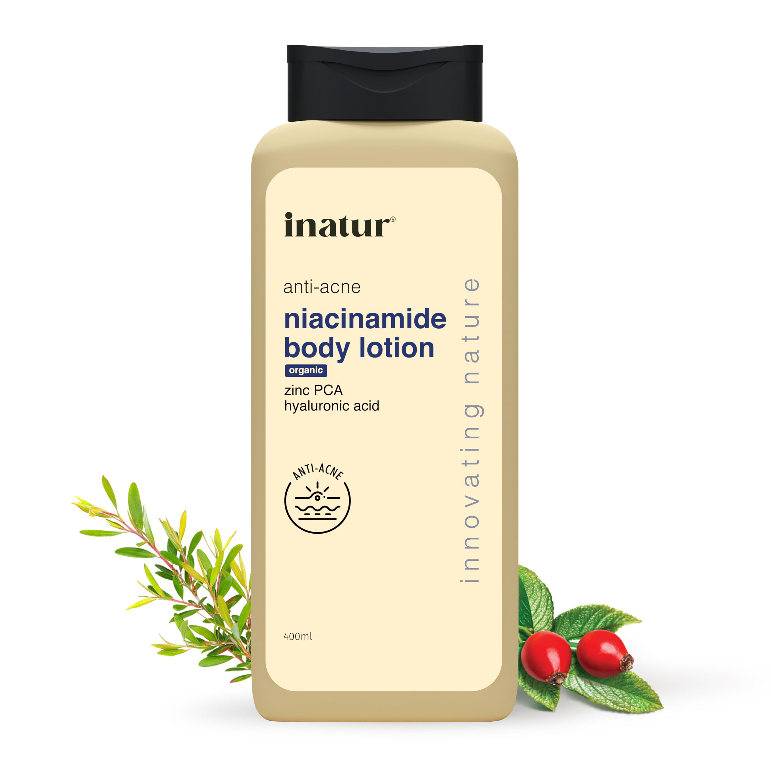Inatur Niacinamide Body Lotion 400Ml - Anti-Acne Moisturizer With 2% Salicylic Acid, Zinc Pca & Hyaluronic Acid | Sulphate-Free 