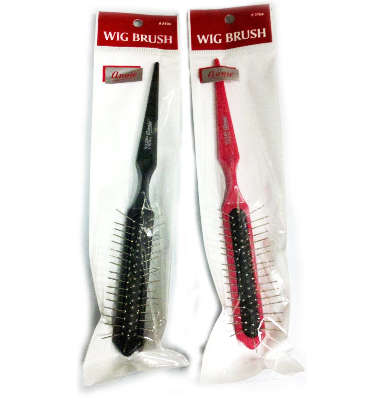 Metal Wig Teaser Tail Brush  3 rows anti stactic brush weave brush, red, red by annie Company