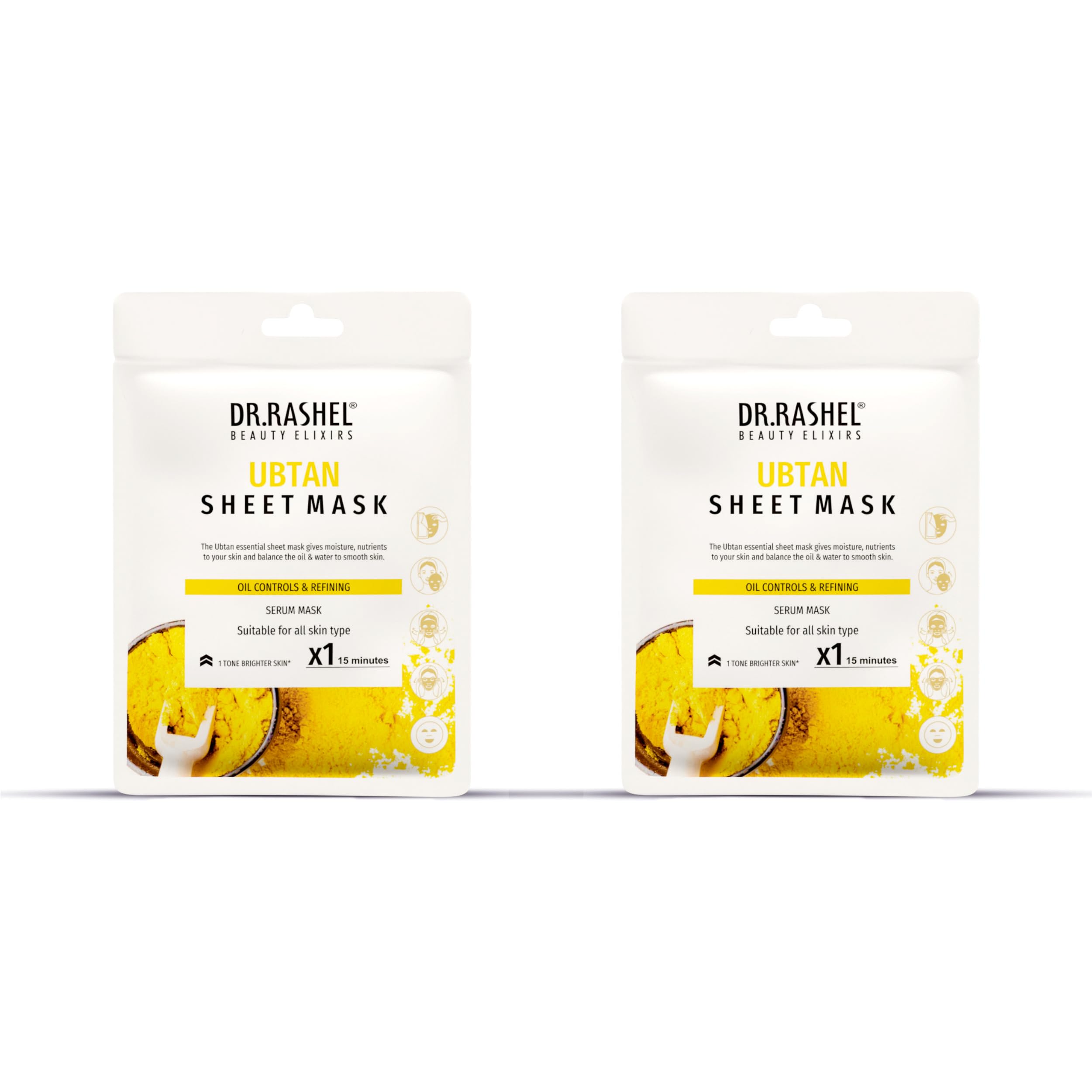 Dr.Rashel Ubtan Face Sheet Mask With Serum For Women And Men | All Skin Types | Soft And Healthy Skin | Deep Cleansing & Oil Con