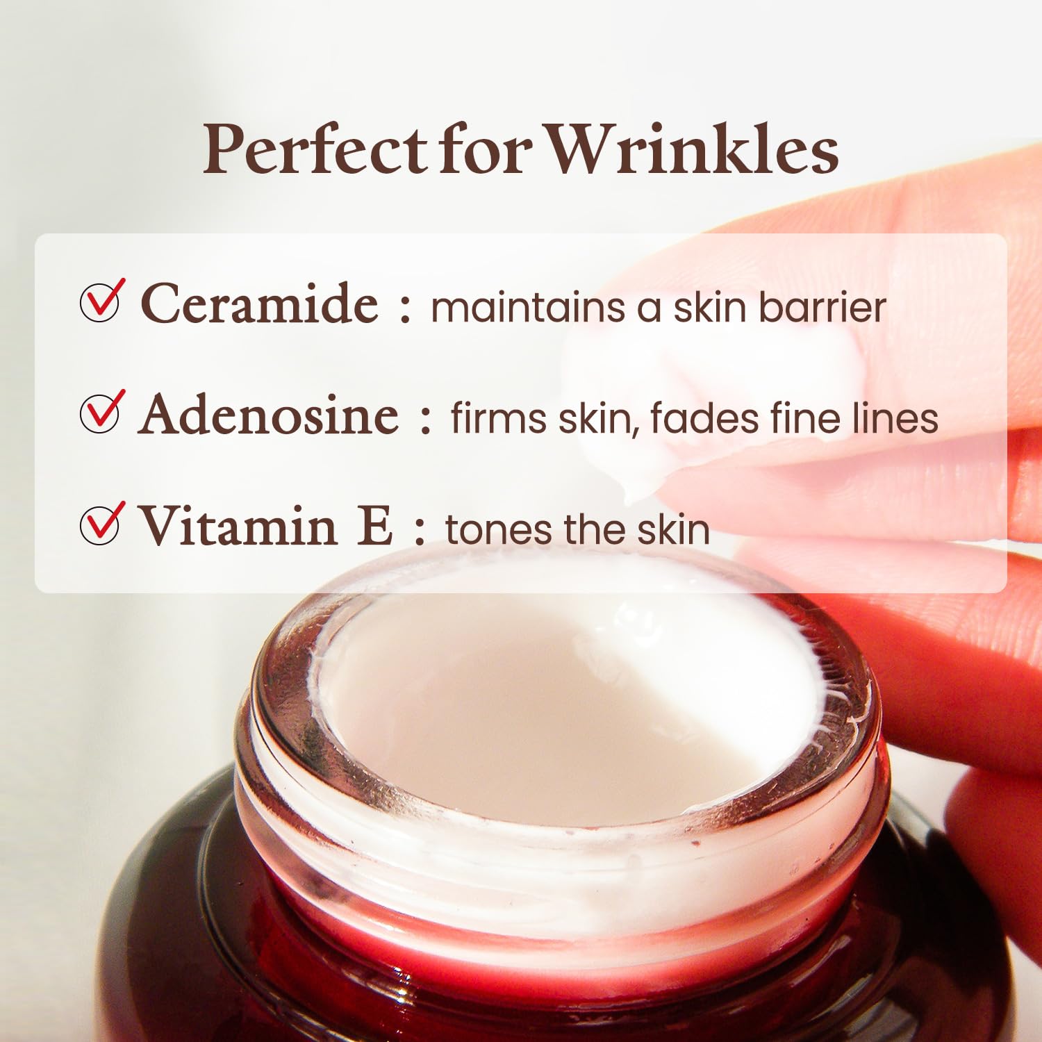 THE SKIN HOUSE Wrinkle Supreme Cream 1.69 fl.oz Korean Fermented Red Ginseng, Adenosine, Mushrooms l Wrinkles, Fine Lines l Kore