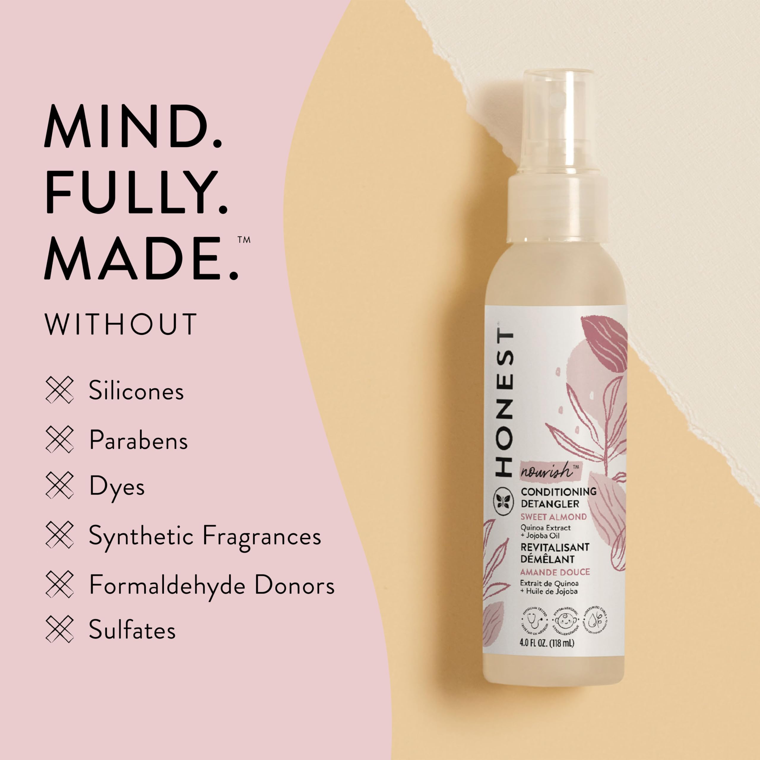 The Honest Company Conditioning Hair Detangler , Leave-In Conditioner + Fortifying Spray , Tear-Free, Cruelty-Free, Hypoallergen