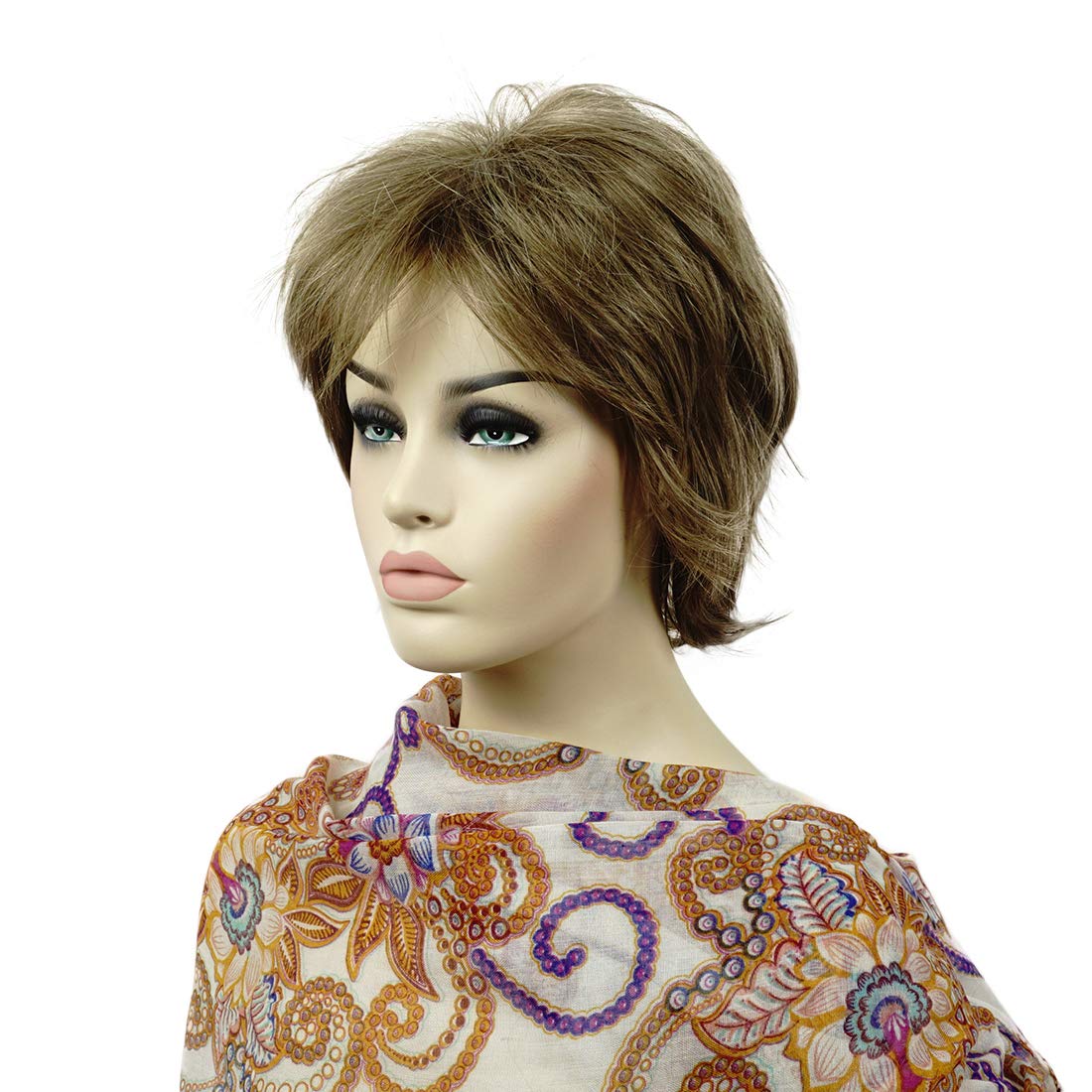 Lydell Short Layered Shaggy Full Synthetic Wigs (Light Golden Brown)