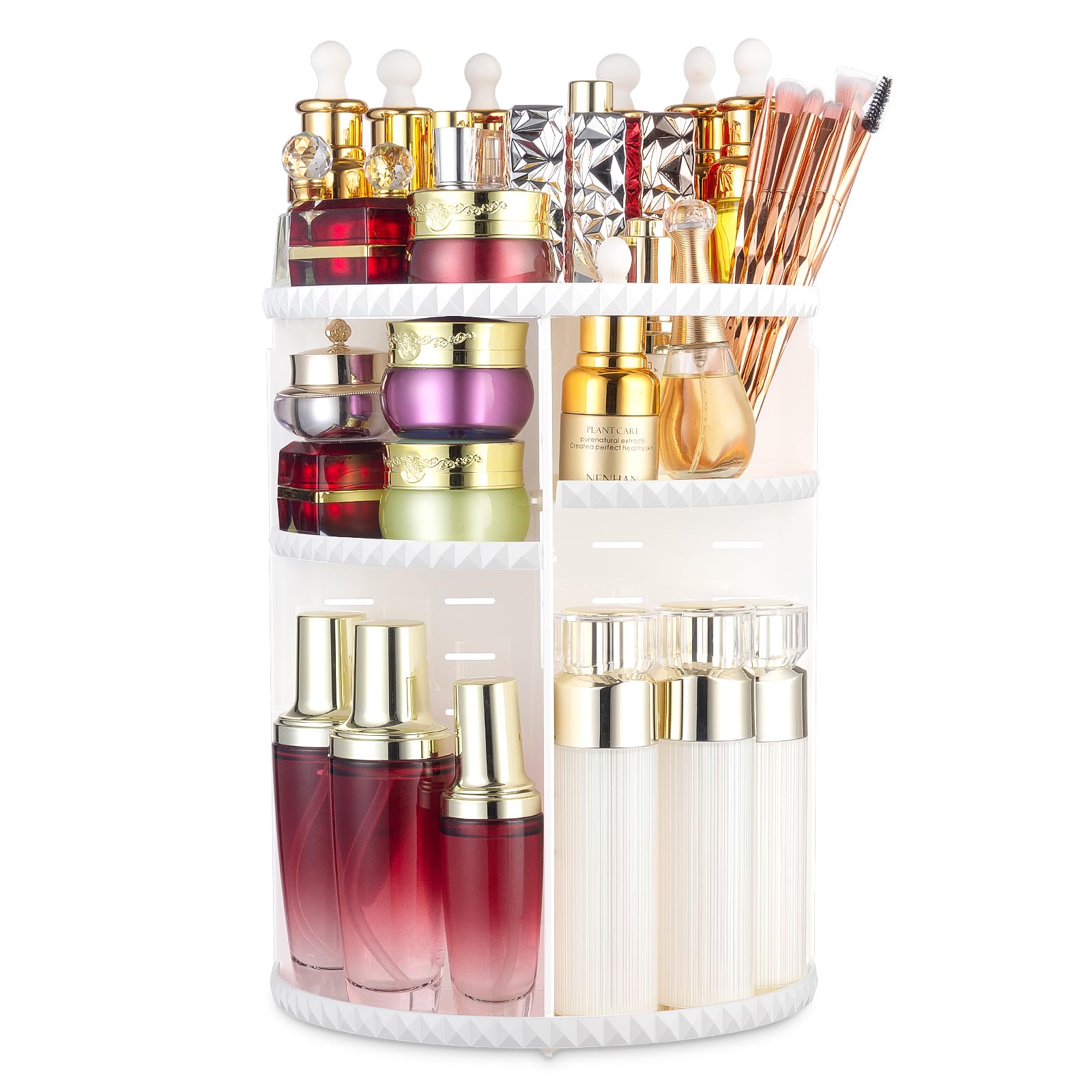 Sanipoe Rotating Makeup Organizer,Diy Adjustable Spinning Holder,Foldable Cosmetic Storage Display Box,Large Capacity Make Up Ca