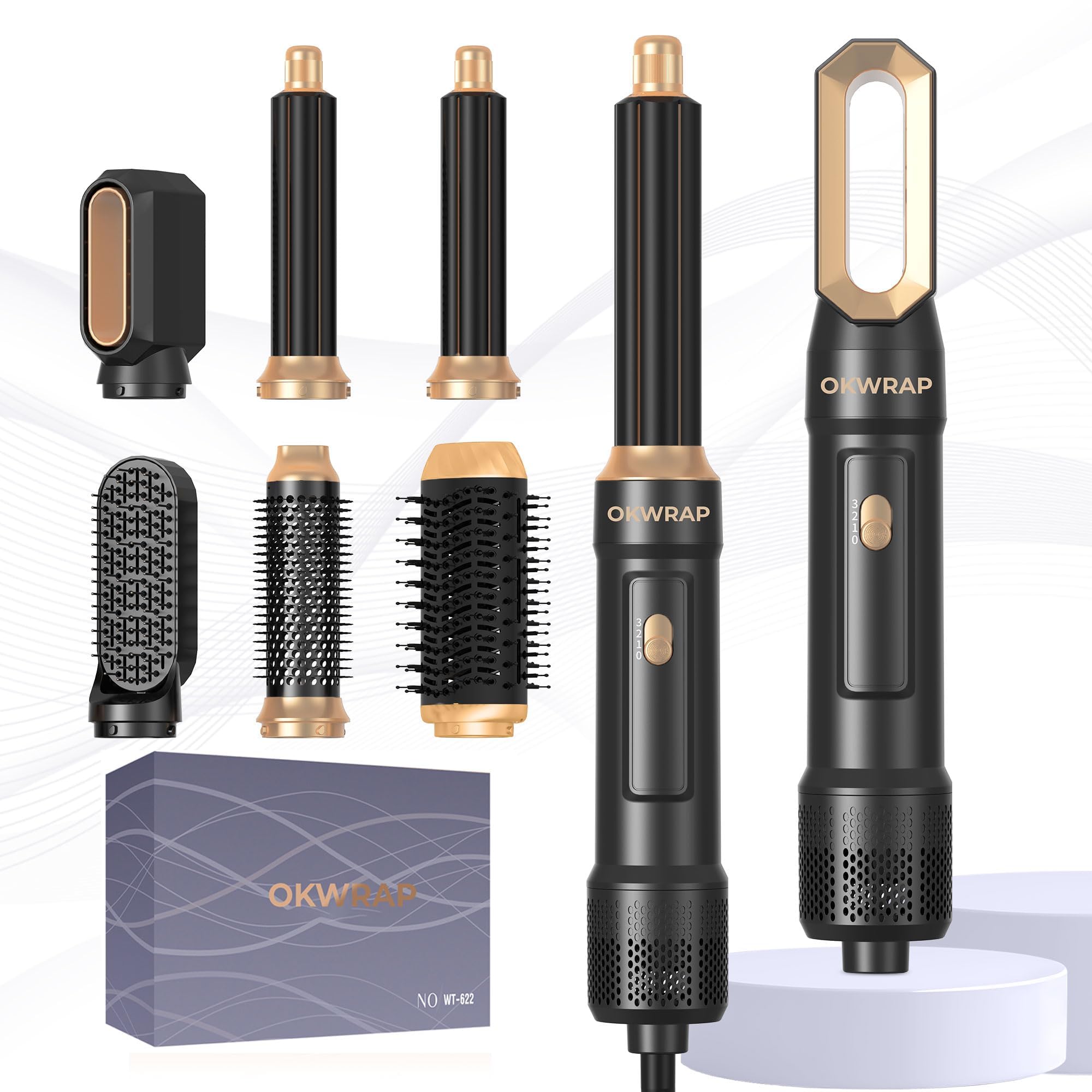 OKWRAP 6 in 1 Blow Dryer Brush and Auto Wrap Hair Styler
