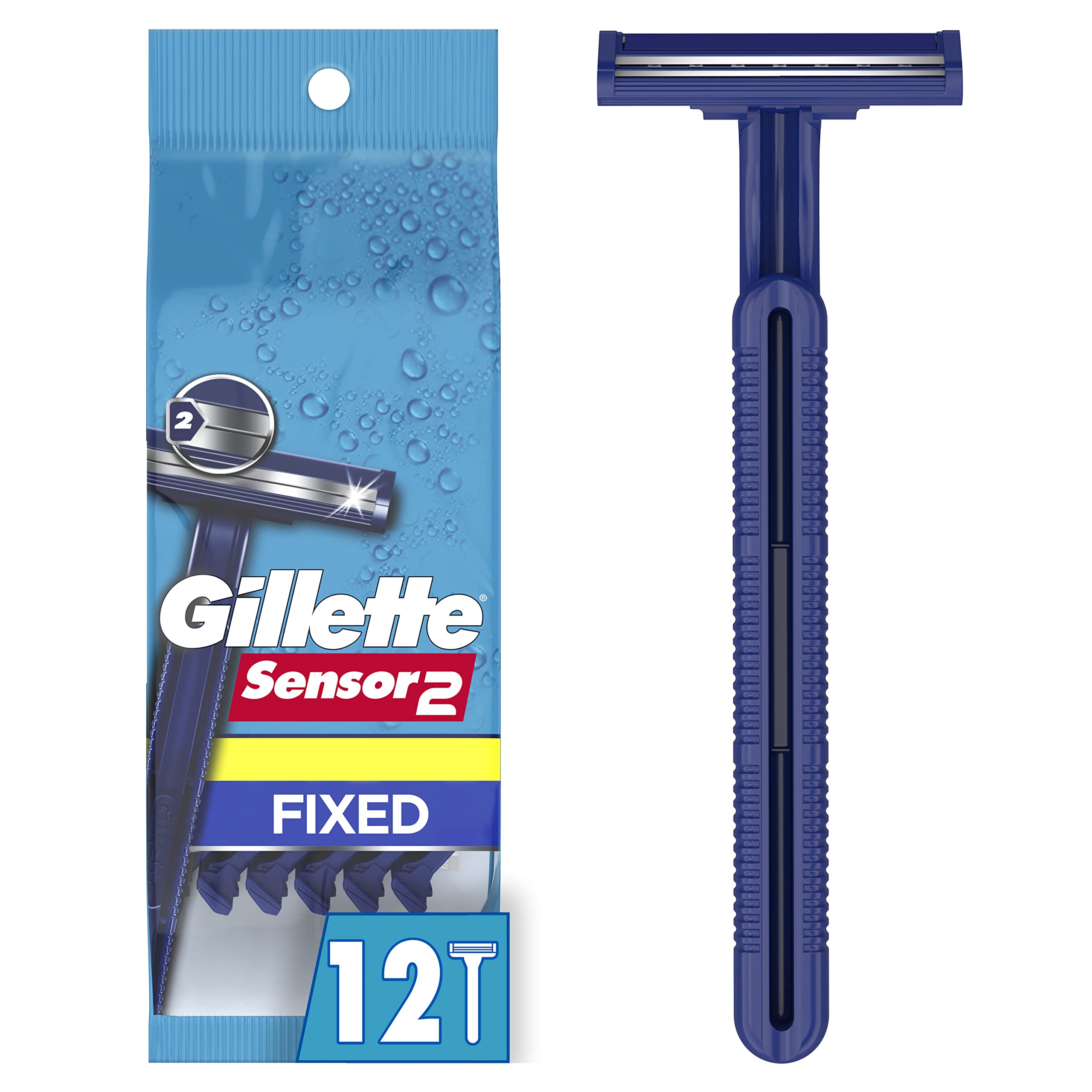 Gillette Sensor2 Men's Disposable Razor 12 Count (Pack of 3), Blue
