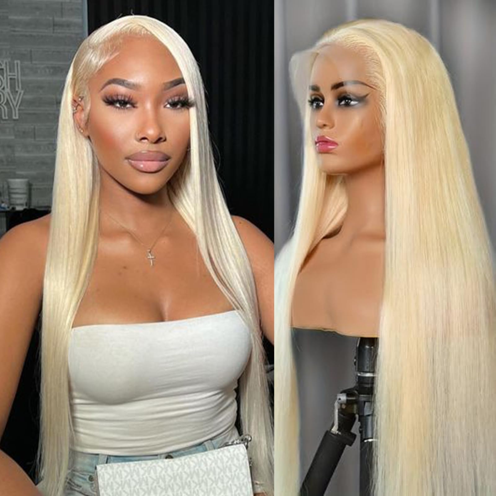 613 Straight Lace Front Wigs Human Hair 13X4 Hd Lace Front Wigs Human Hair Pre Plucked With Baby Hair 22 Inch Blonde 13X4 Lace C