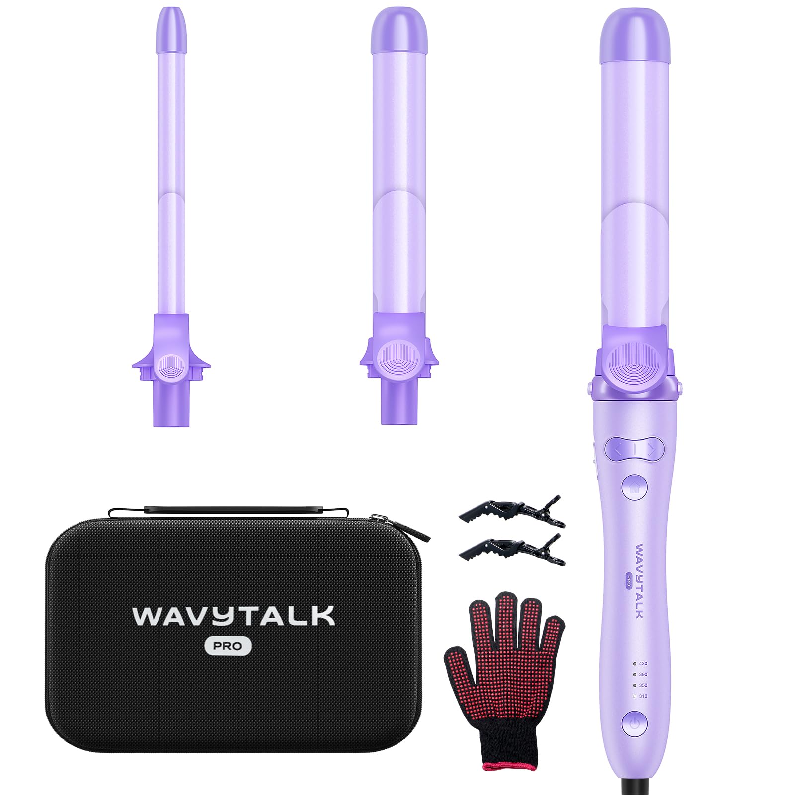 Wavytalk Rotating Curling Iron Set, Curlmaker Pro, Automatic Hair Curler with 3 Sizes Ceramic Barrel(0.5-1-1.25) for Tight & Spi