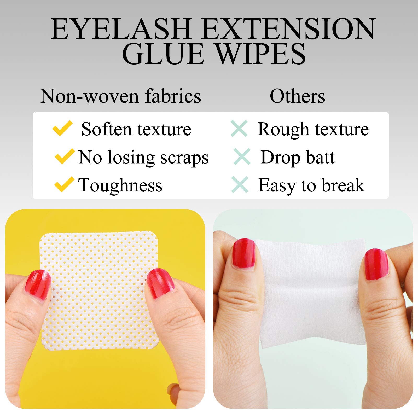1000 Pieces Eyelash Extension Glue Wipes Eyelash Glue Cleaner Non Woven Fabric Glue Wipes Lash Supplies Accessories Tools For Ey