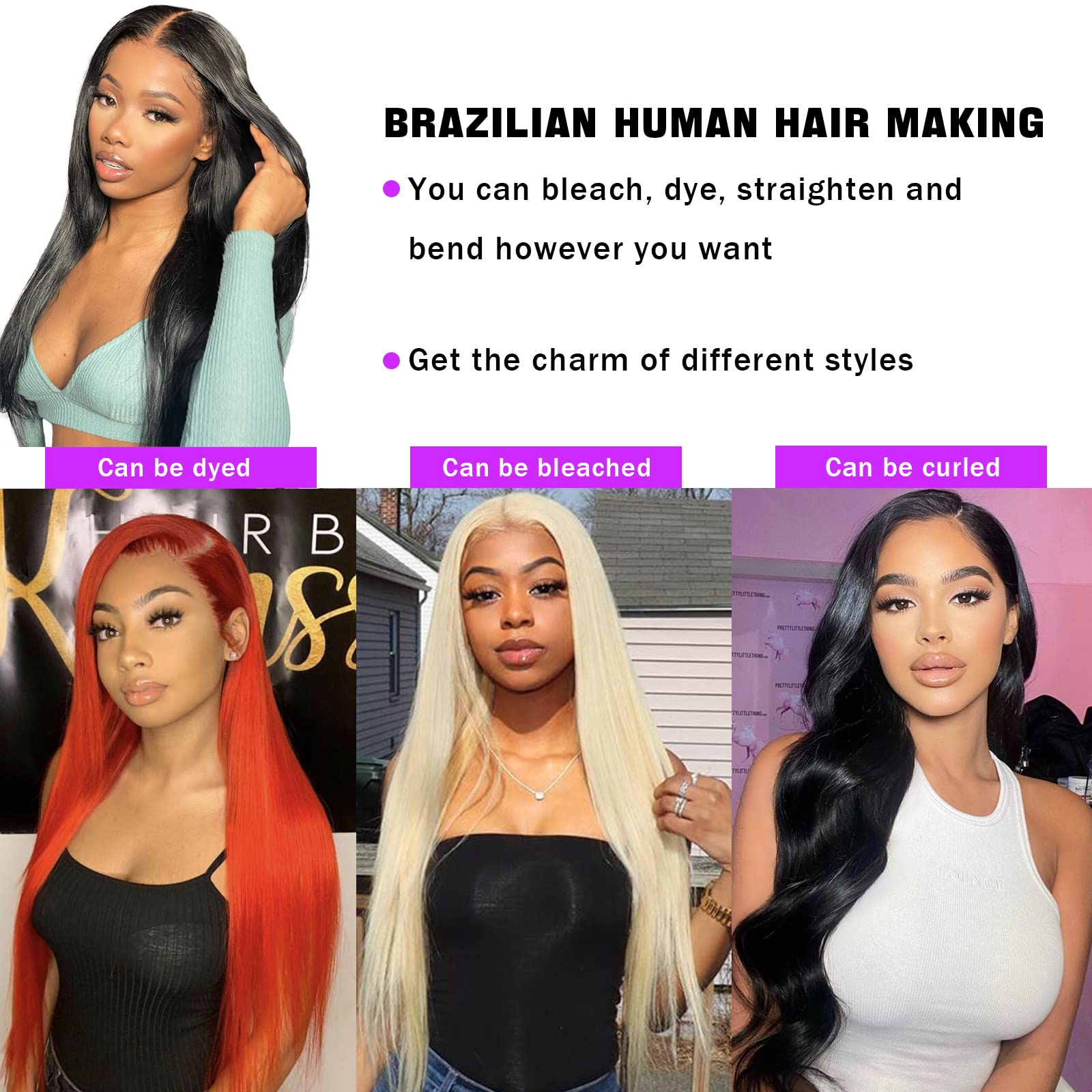 Straight Bundles Human Hair (16 18 20 Inch) Human Hair 3 Bundles Brazilian Virgin Remy Black Hair Bundles Double Weft 100% Unpro