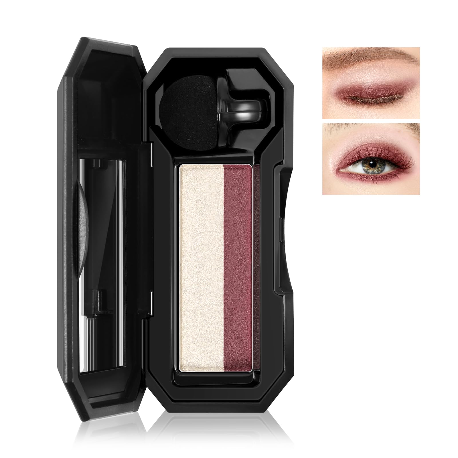 Boobeen 2 Color Eye Shadow, Portable Dual-Color Glitter Eyeshadow Palette Highly Pigmented Powder Eyeshadow Waterproof And Smoot