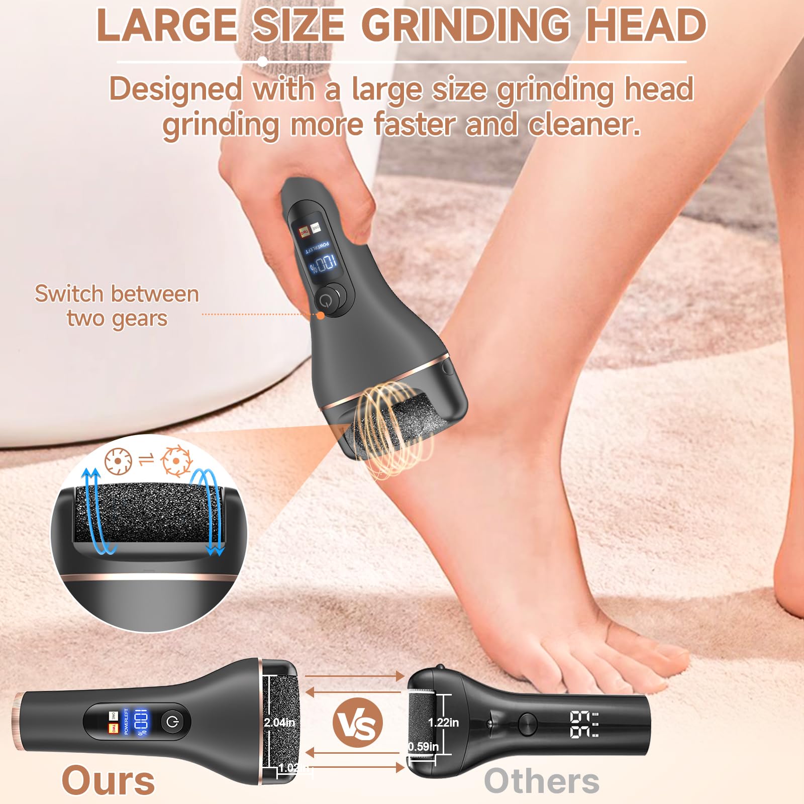 Electric Callus Remover For Feet,Rechargeable Portable Electronic Foot File Pedicure Kits,Professional Waterproof Pedi Feet Care