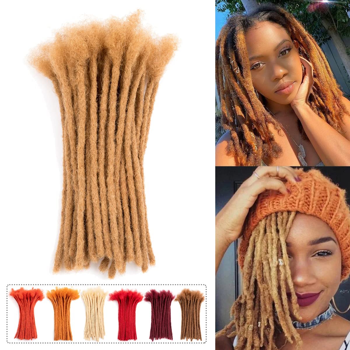 Teresa 0.4cm Width 100% Human Hair Dreadlock Extensions for Men/Women/Kids Full Hand-made Permanent Dread Locs Human Hair Can be