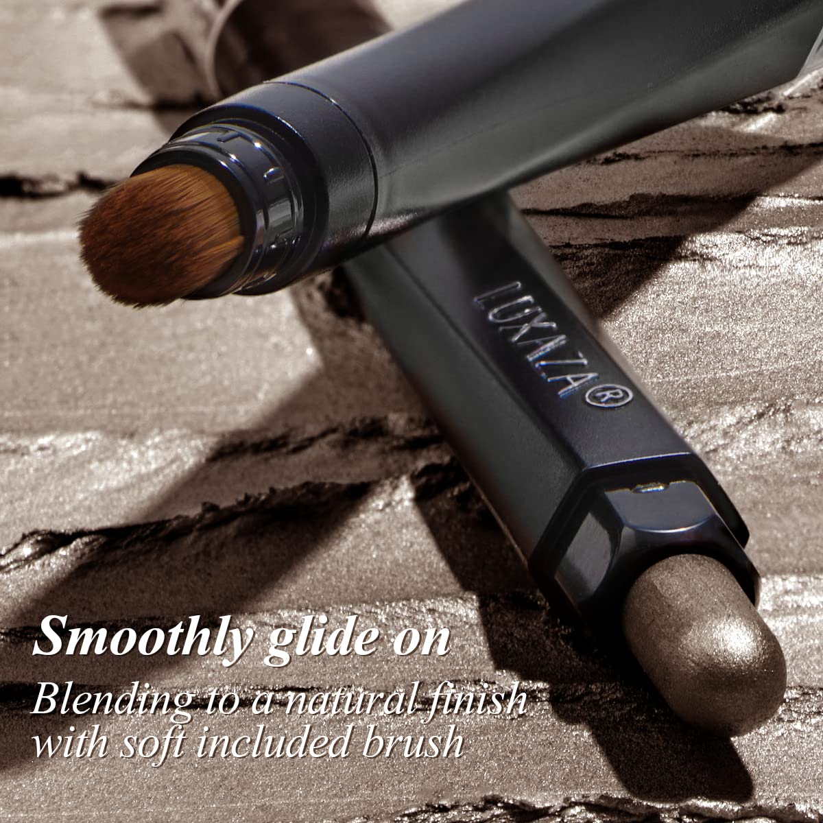 Luxaza Cream Single Eyeshadow Stick With Blending Brush, Hypoallergenic Eye Shadow Stick Makeup, Pro Waterproof & Long Lasting E
