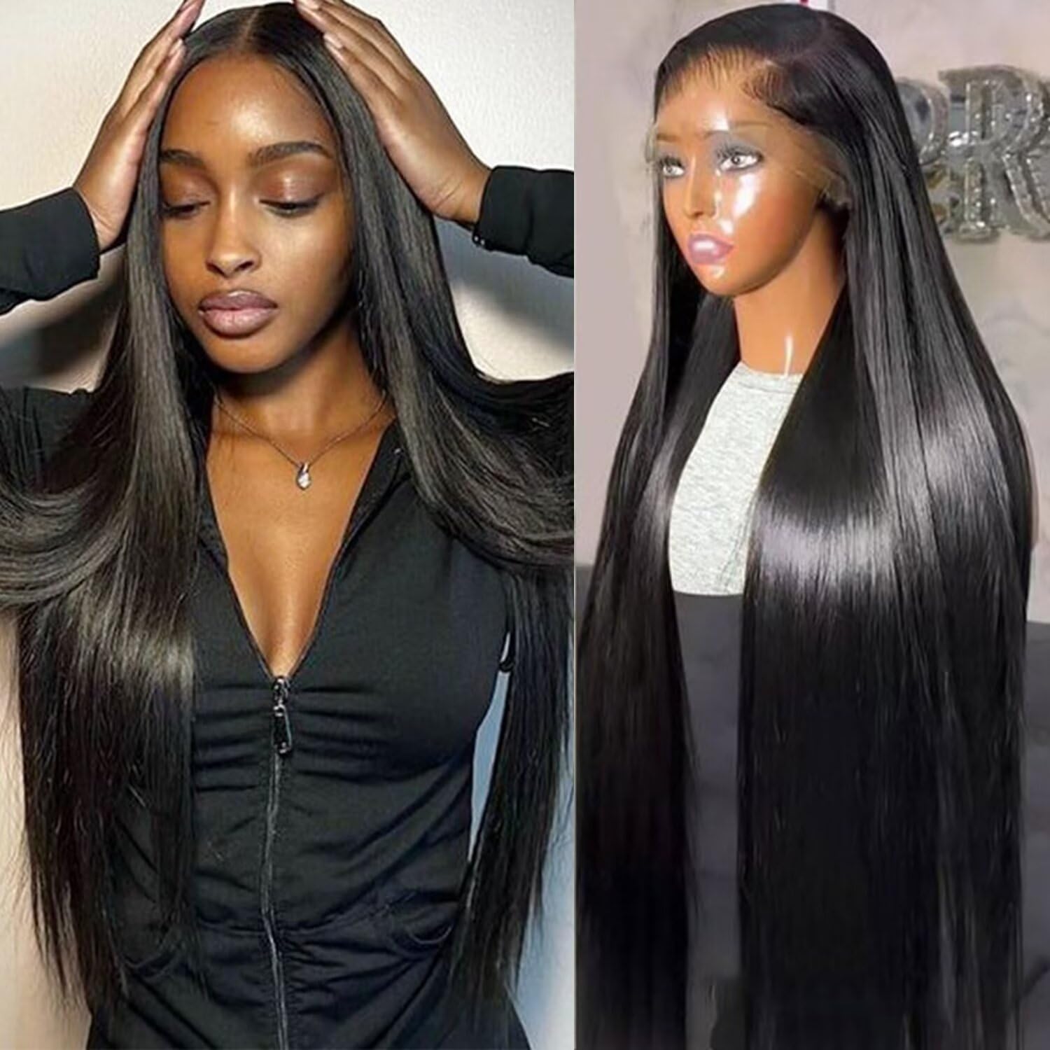 Lemoda 210% Density Full 13x6 SKINLIKE Real HD Lace Frontal Wigs 28Inch Straight 13x6 Full Lace Frontal Virgin Human Hair Wigs I