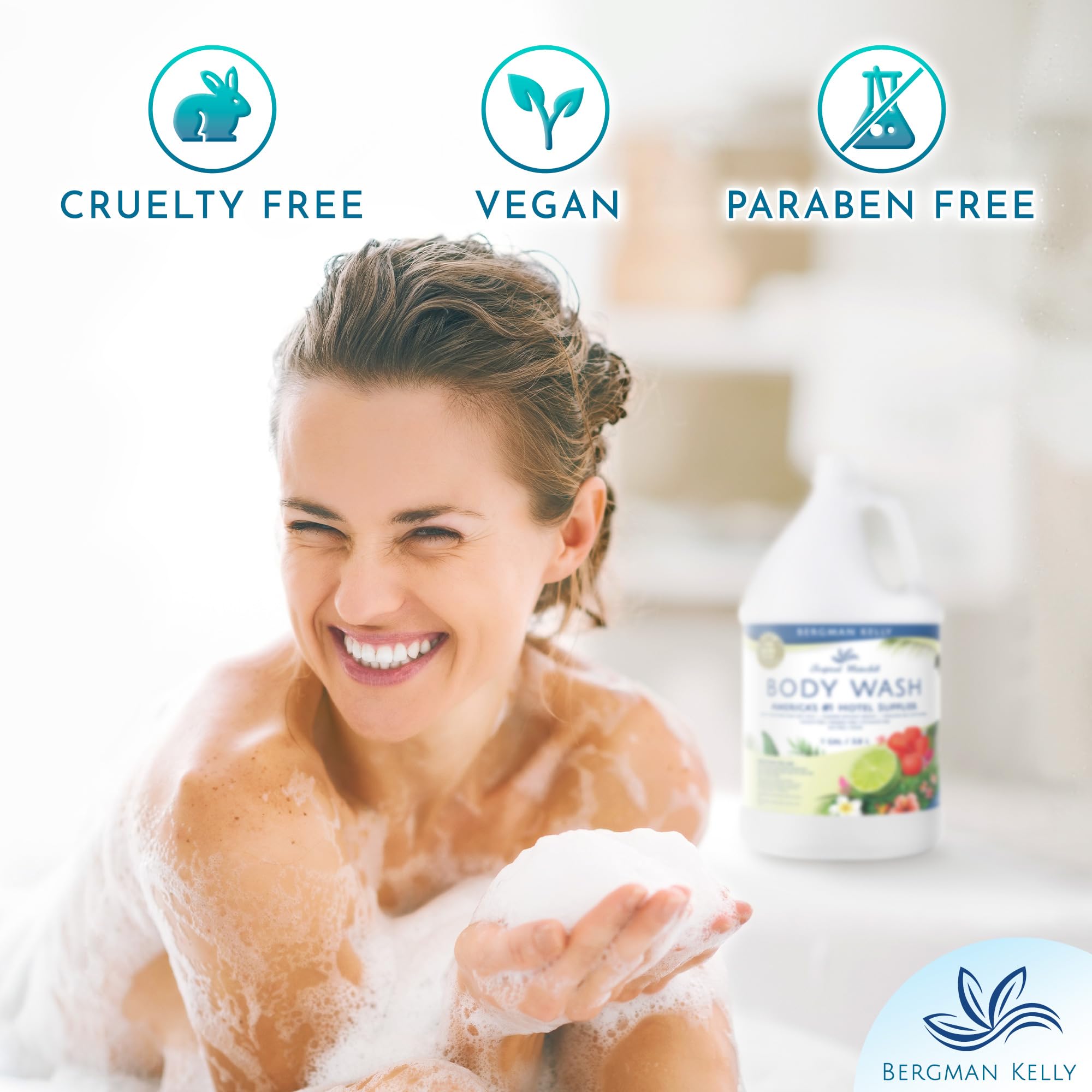Bergman Kelly Refill Gallon Size Body Wash (128 Fl Oz, Tropical Waterfall Scent), Delight Your Guests With An Invigorating And R