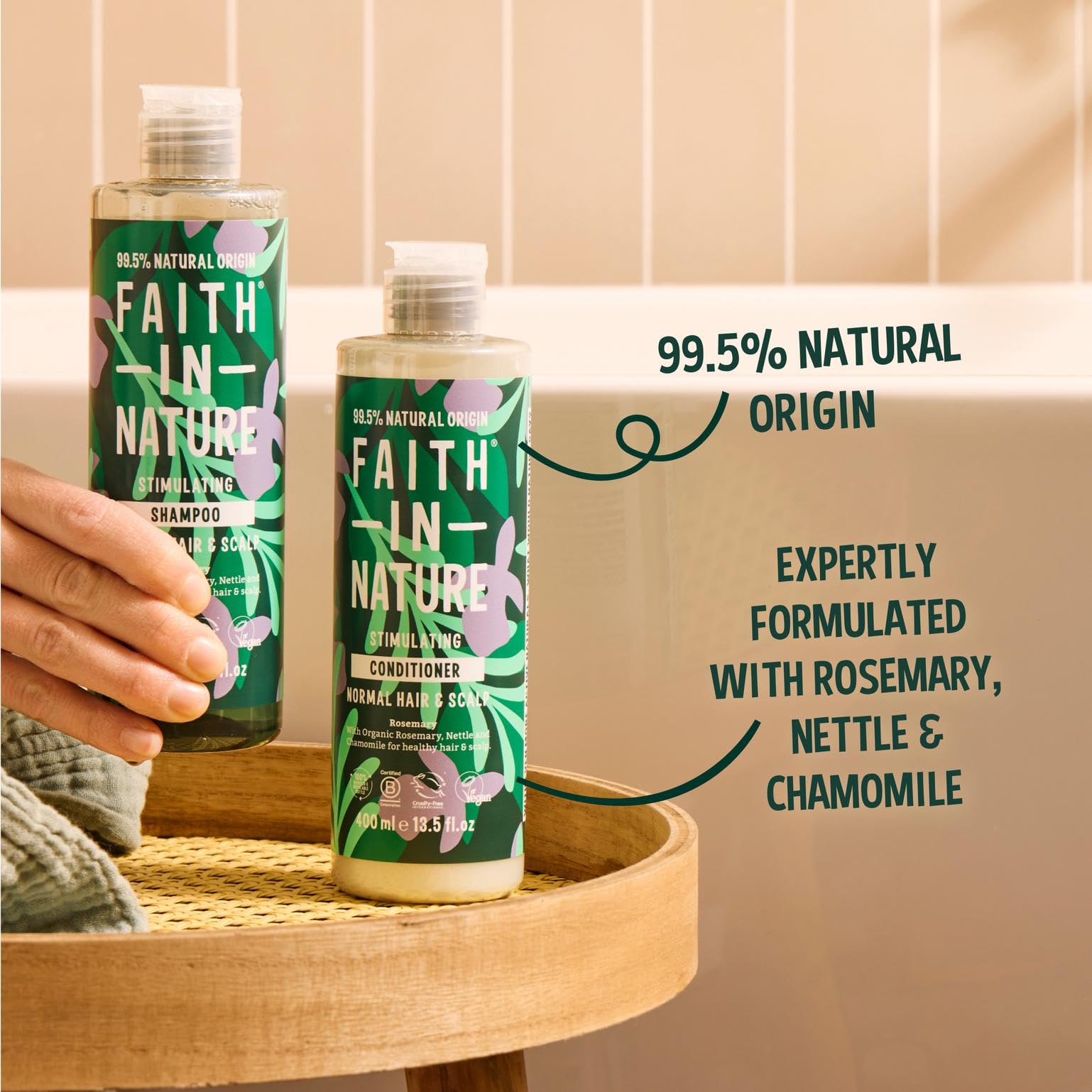 FAITH IN NATURE Natural Conditioner - Vegan & Cruelty Free, No SLS or Parabens - 13.5 fl oz, Rosemary