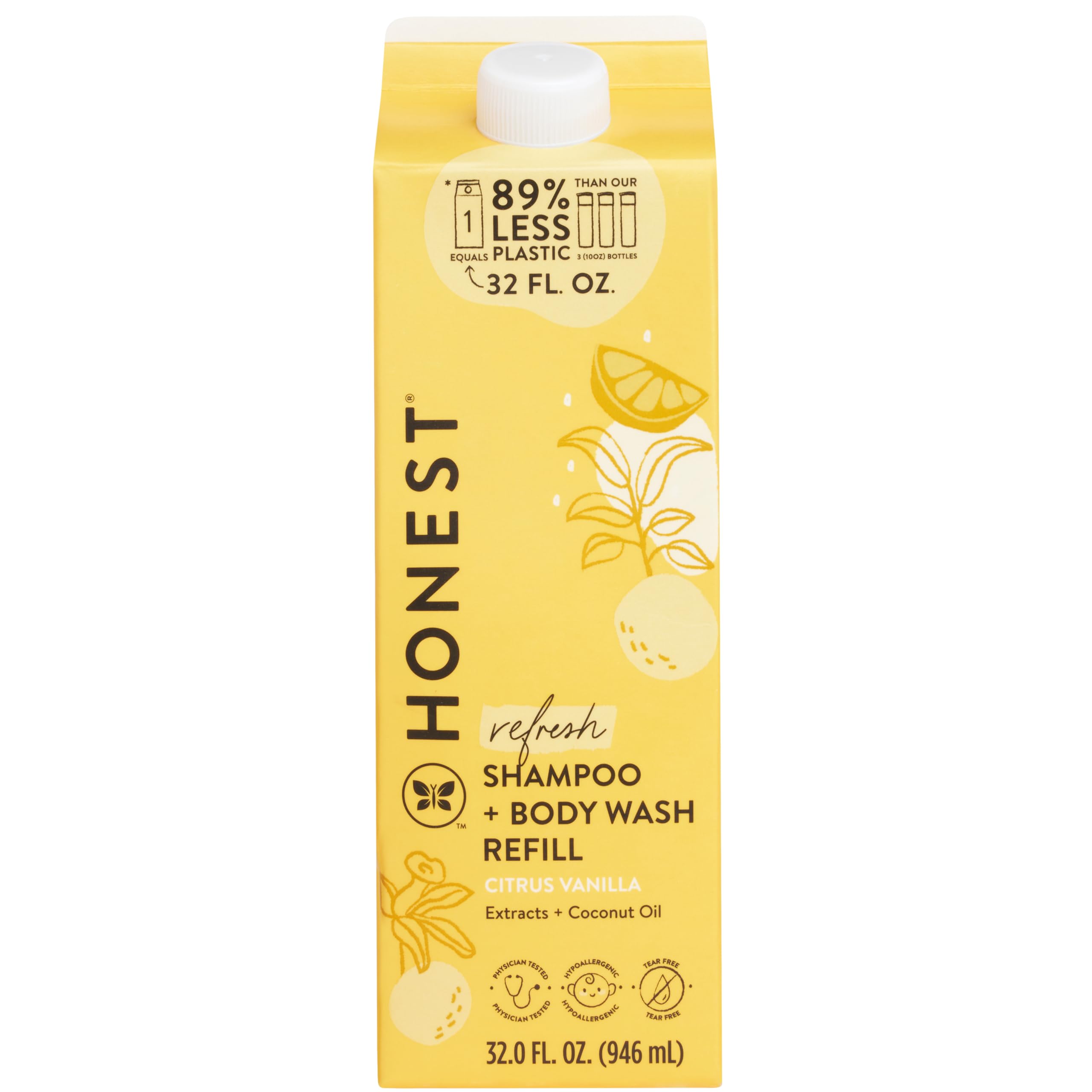 The Honest Company 2-in-1 Cleansing Shampoo + Body Wash Refill Carton | Gentle for Baby | Naturally Derived, Tear-free, Hypoalle