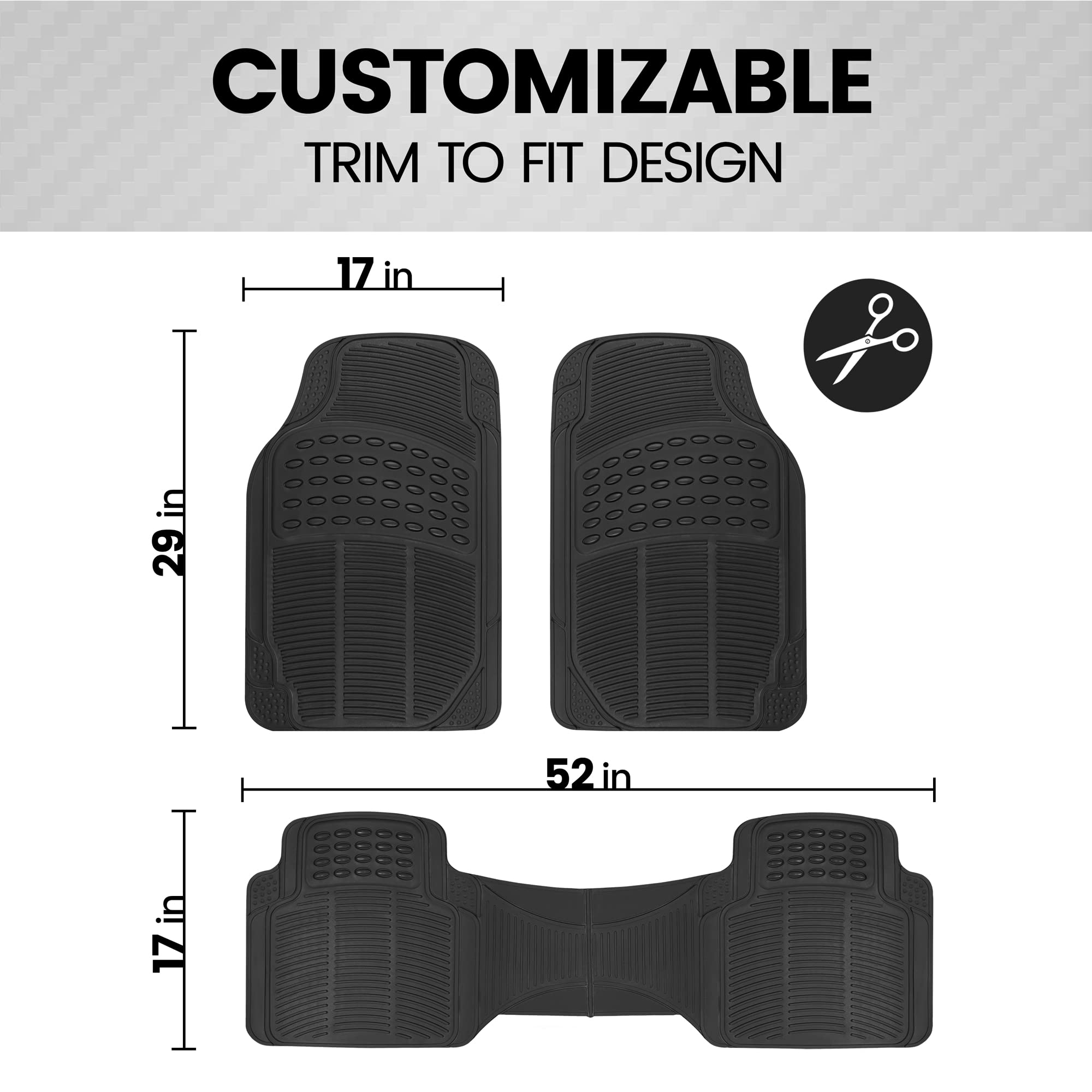 Bdk Contour Liners - Original Heavy Duty Rubber Floor Mats For Car Suv Truck  Van - All Weather Protection (Original)