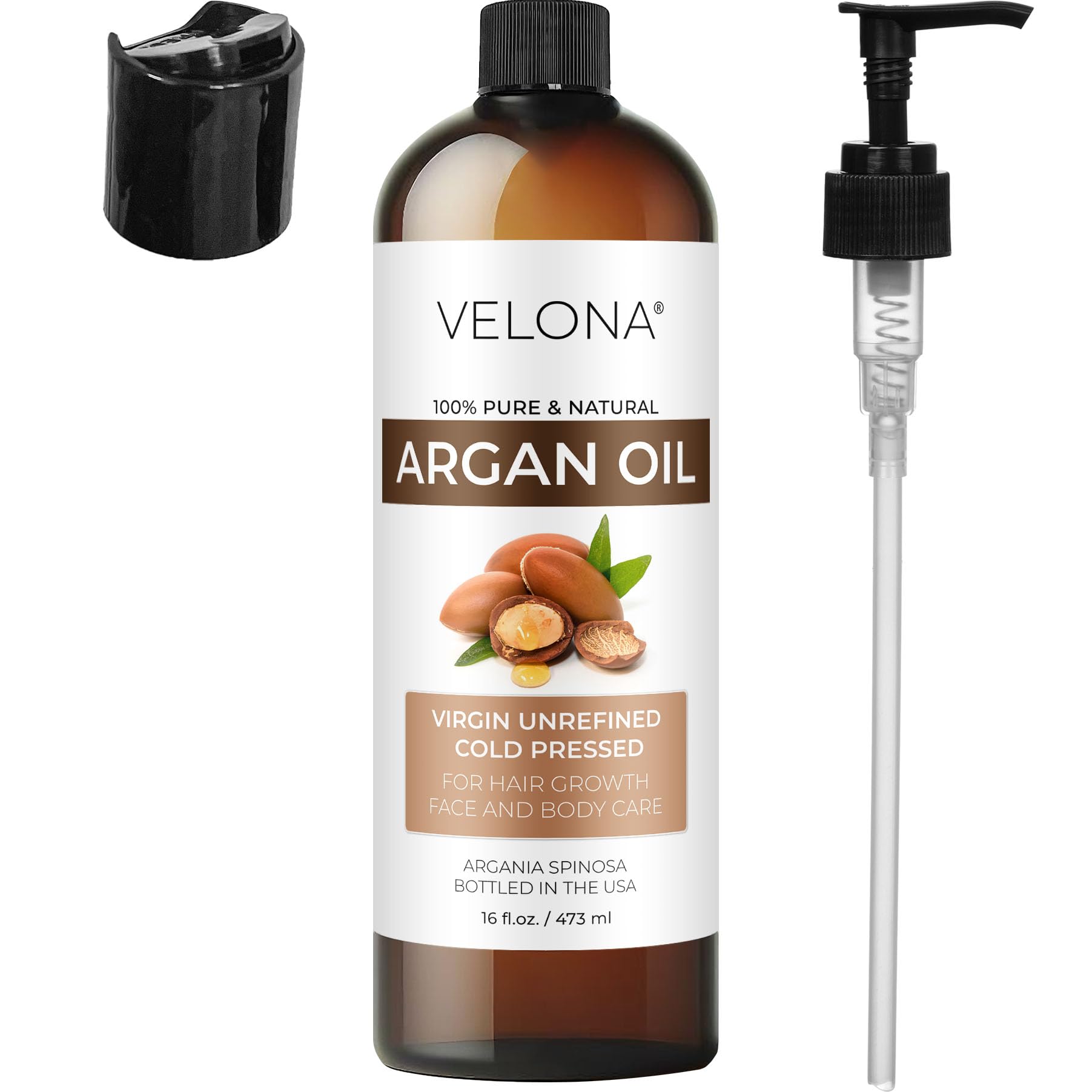 Velona Argan Oil - 32 Fl Oz (With Pump) | 100% Pure And Natural | Morocco Oil | Stimulate Hair Growth, Skin, Body And Face Care