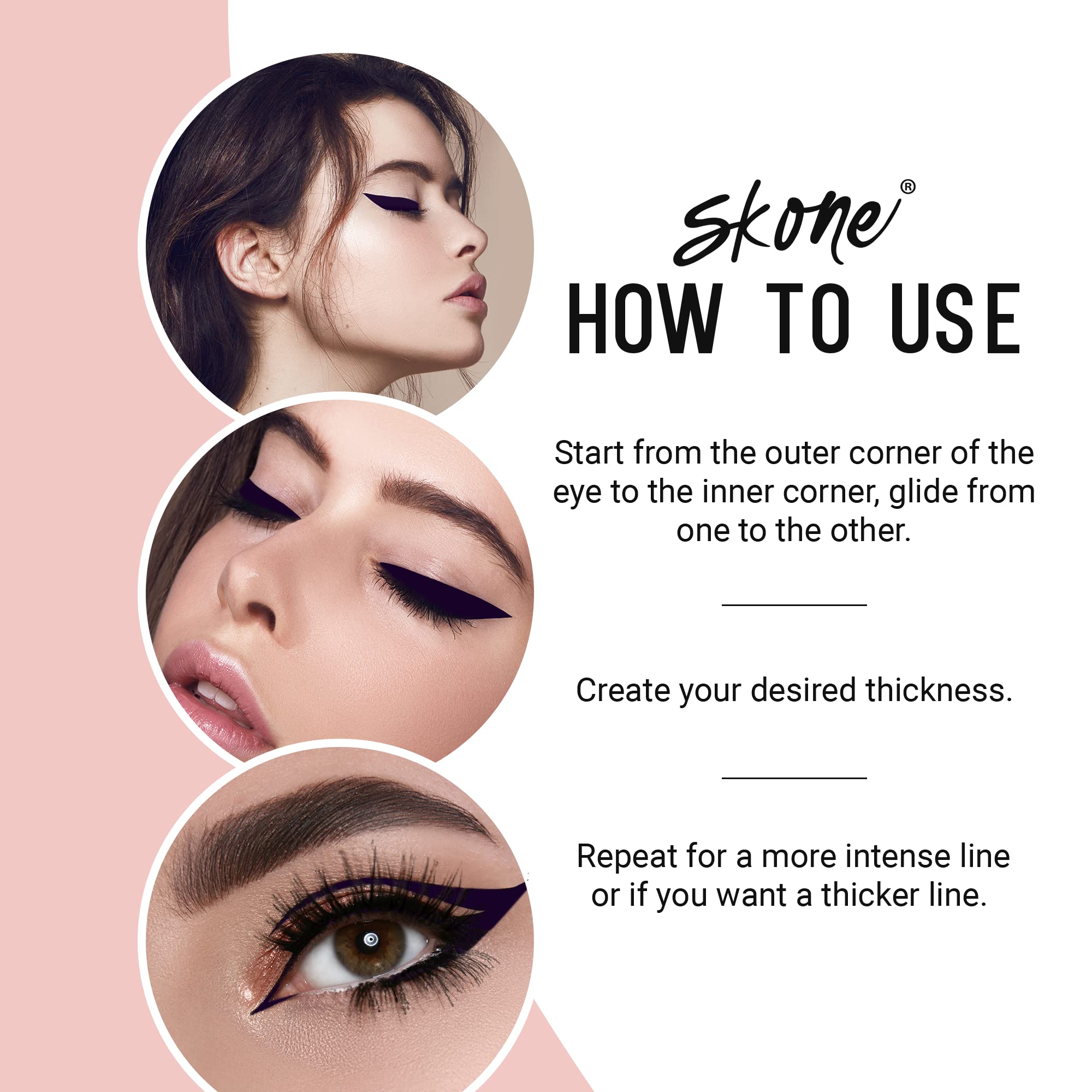 Skone Waterproof Liquid Eyeliner - Long Lasting & Smudge Proof - Insanely Intense Tattooed Eyeliner Pen With Felt Tip Applicator