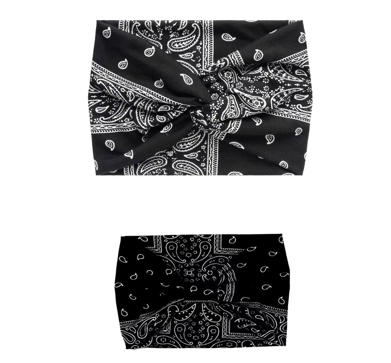 Future Tabs Paisley Print Knot Headband For Men & Women  Criss Cross Wide Stretch Head Wrap | Soft & Comfortable Yoga, Gym & Jo