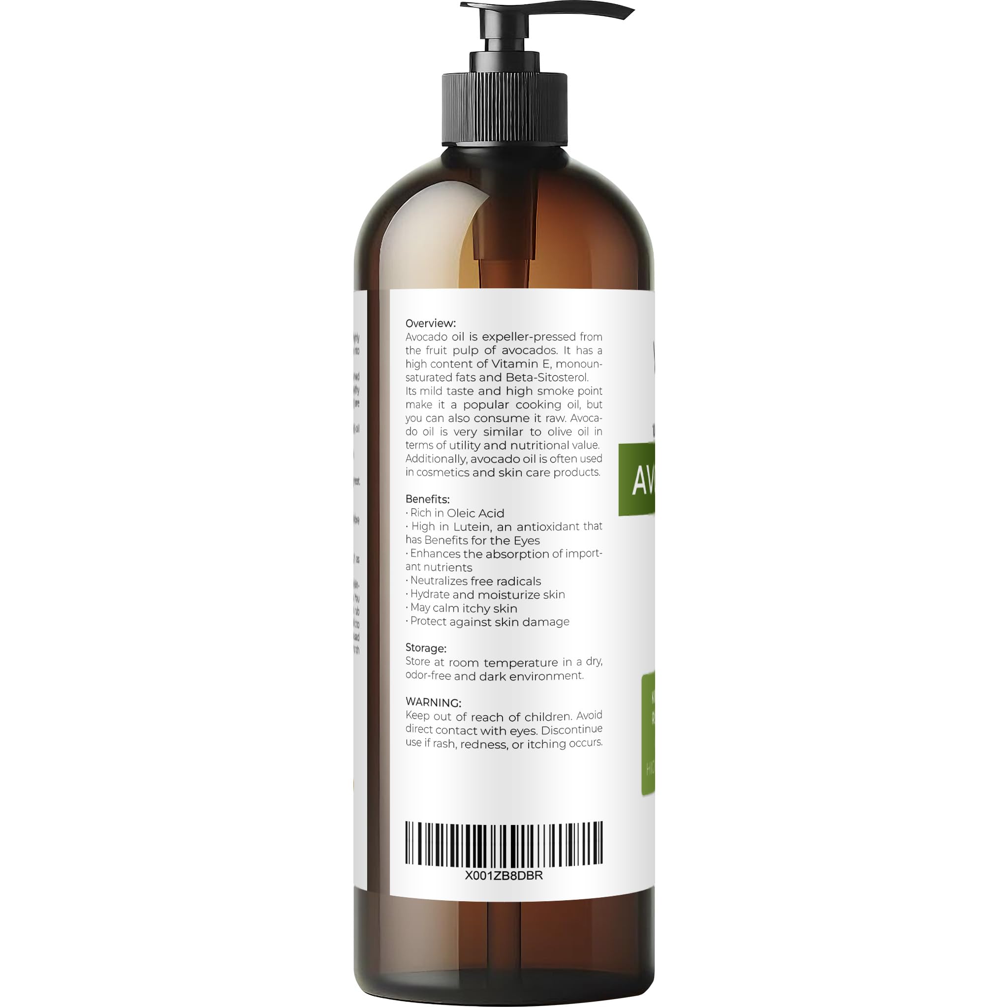Velona Avocado Oil 16 Fl Oz | 100% Pure And Natural Carrier Oil | Refined, Cold Pressed | Hair, Body And Skin Care | Use Today -