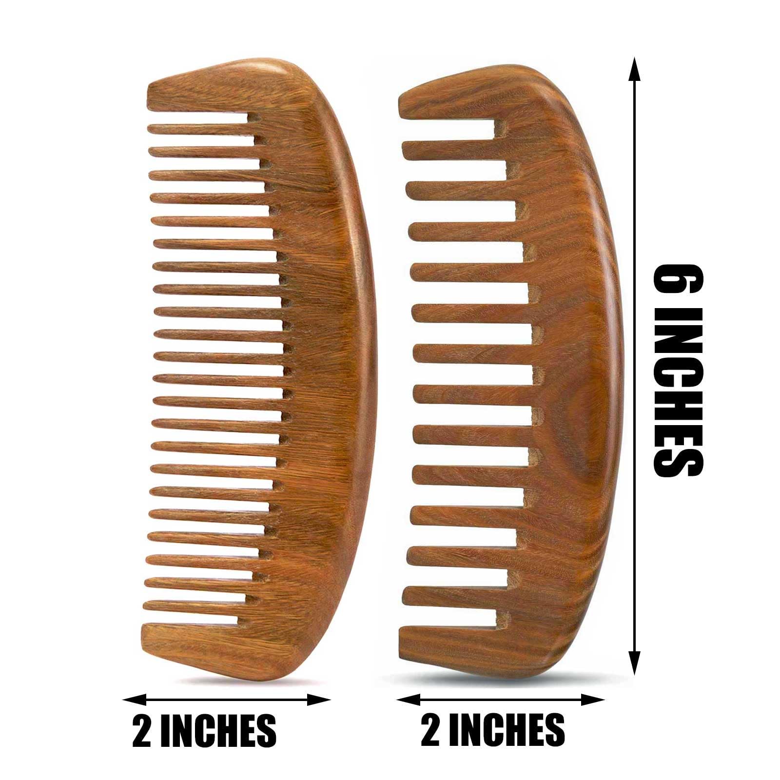 Moreinday Wooden Comb For Women Hair Growth, Wide Tooth For Curly Hair, Labor Comb 2 Pack- Sandalwood